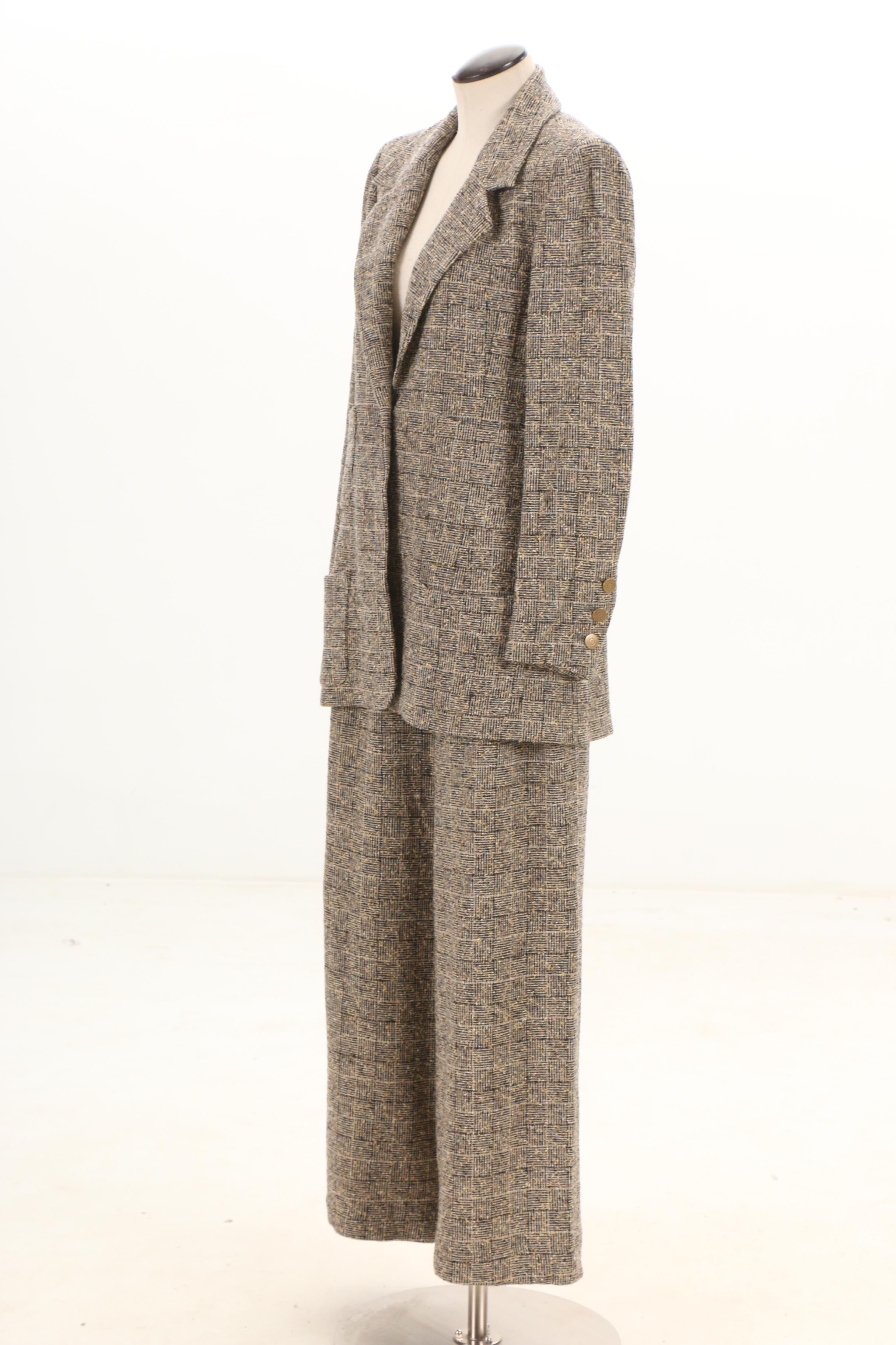 Chanel Boutique Fall/Winter 1997 Black and Tan Tweed Pantsuit