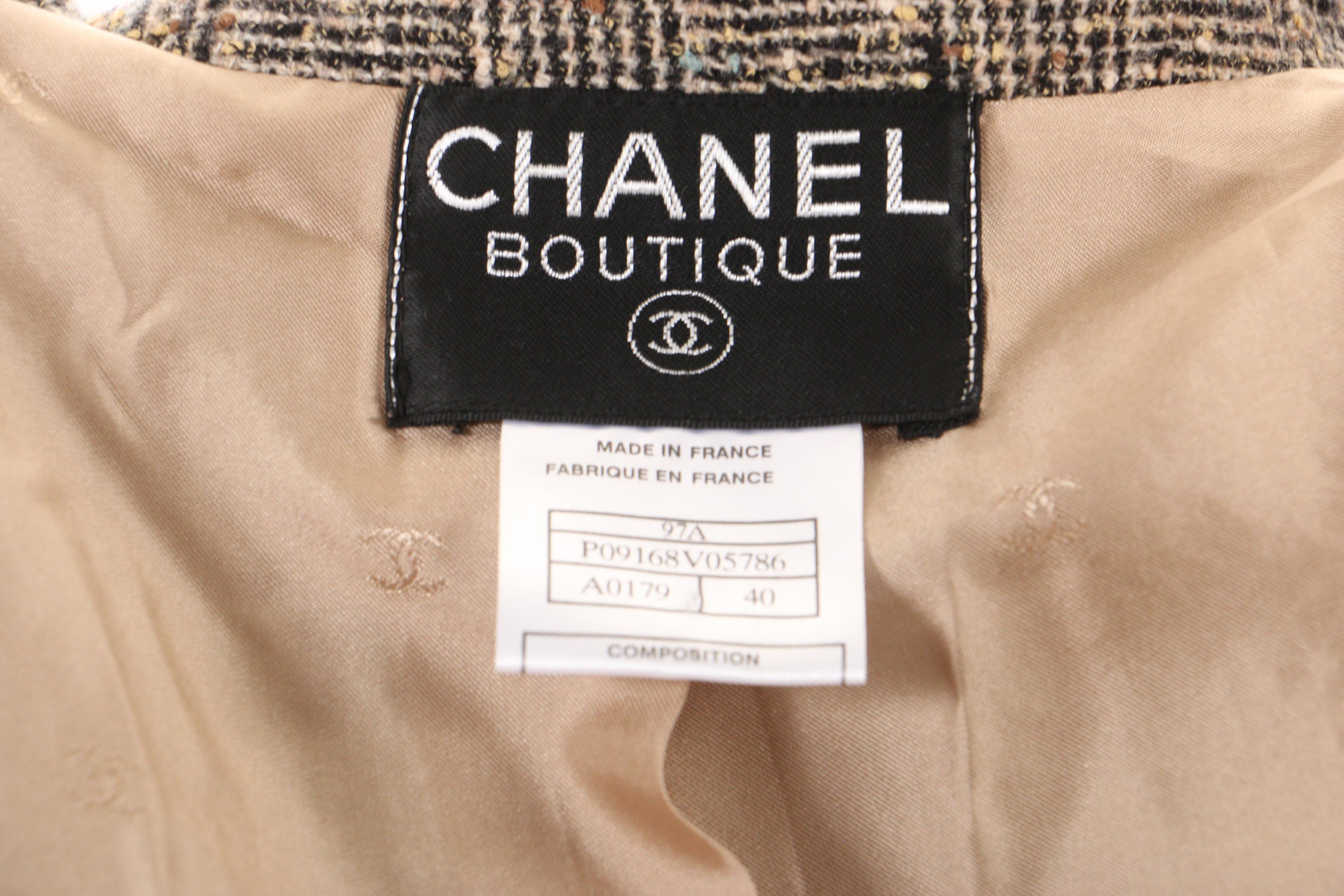 Chanel Boutique Fall/Winter 1997 Black and Tan Tweed Pantsuit