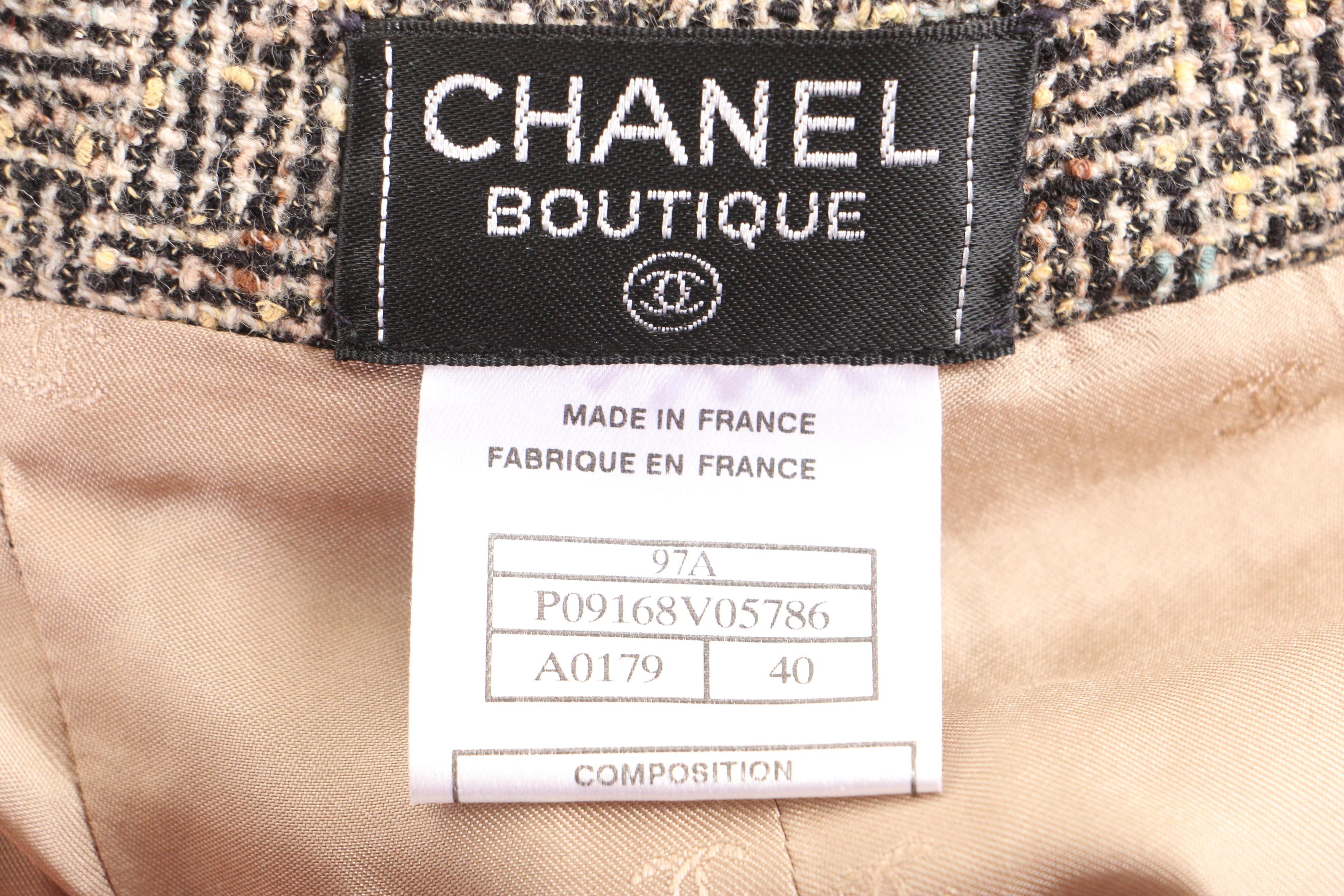 Chanel Boutique Fall/Winter 1997 Black and Tan Tweed Pantsuit