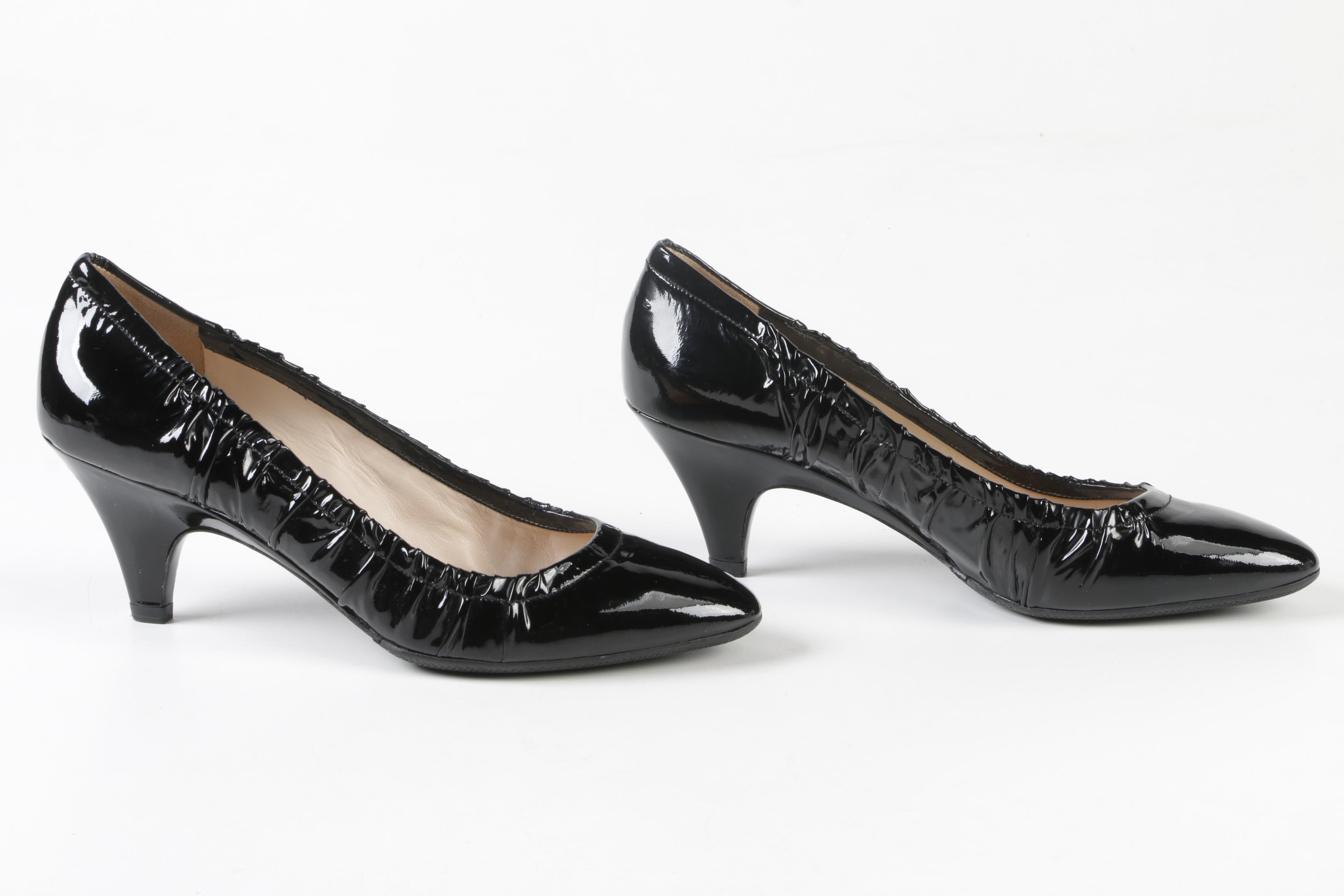 Women's Prada Black Textured Patent Leather Pumps