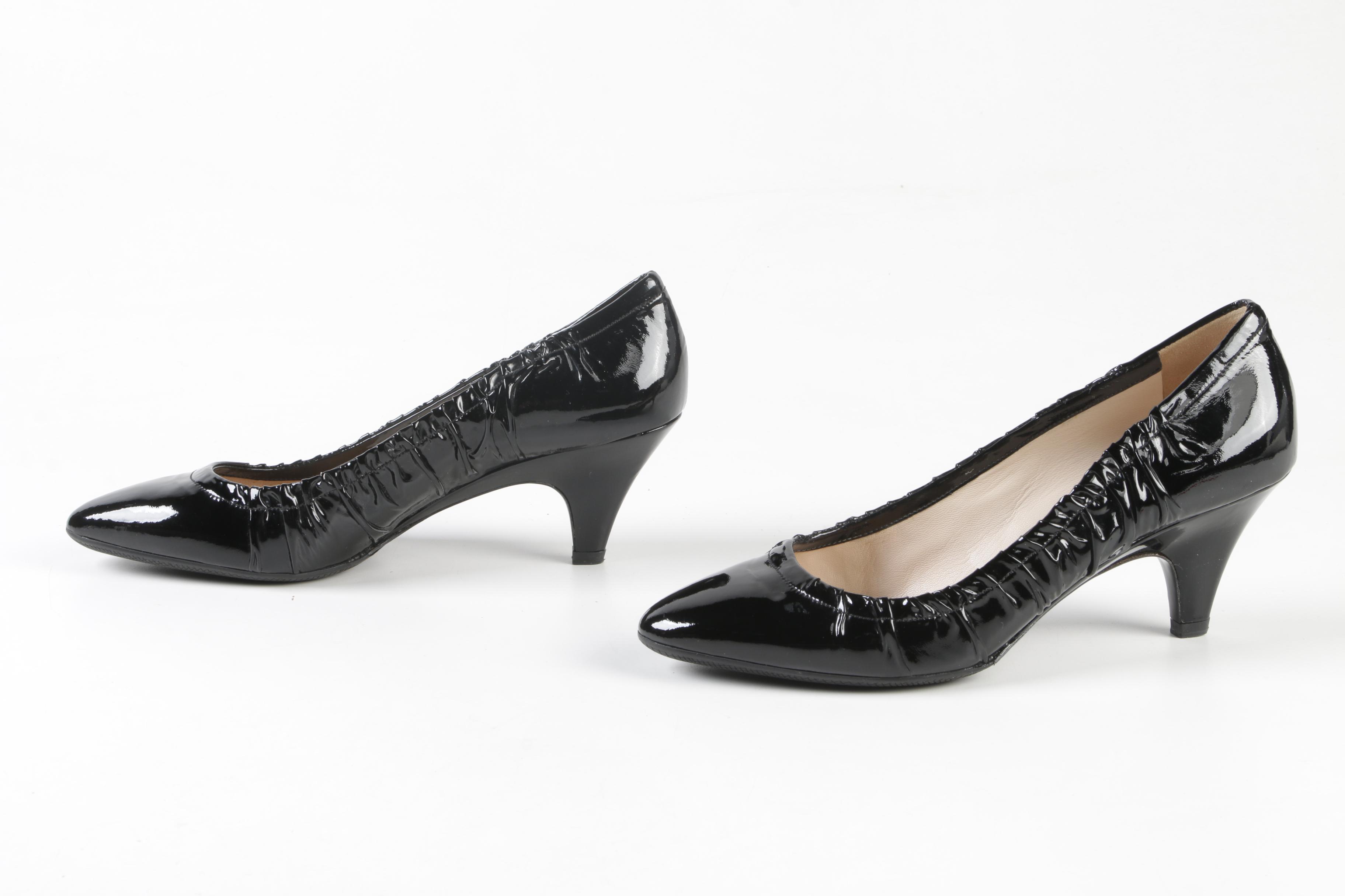 Women's Prada Black Textured Patent Leather Pumps