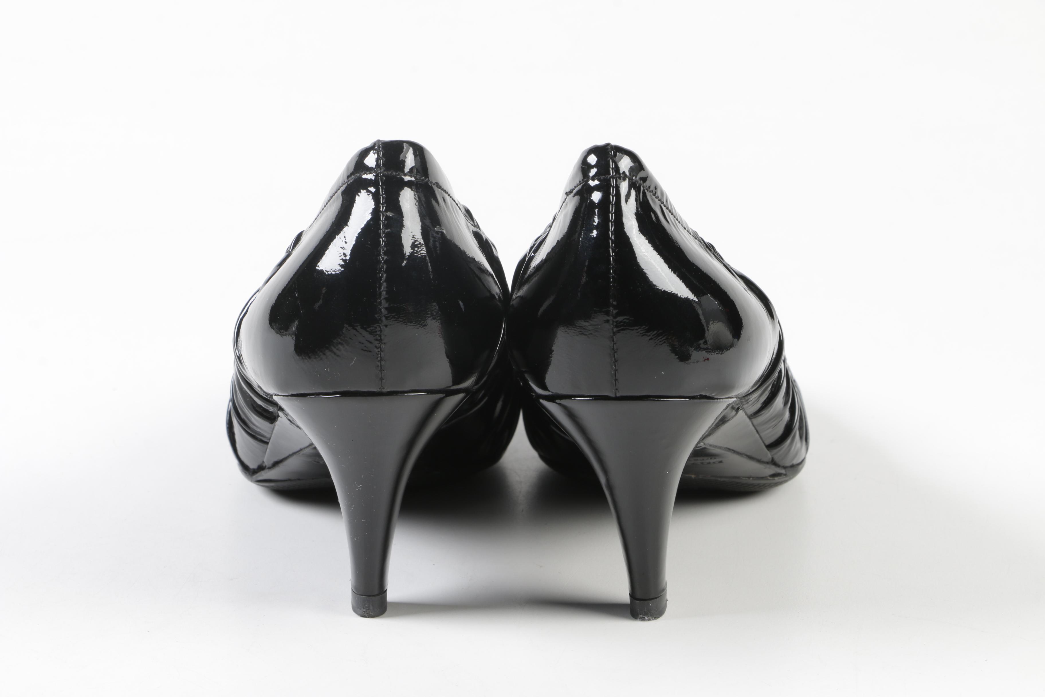 Women's Prada Black Textured Patent Leather Pumps