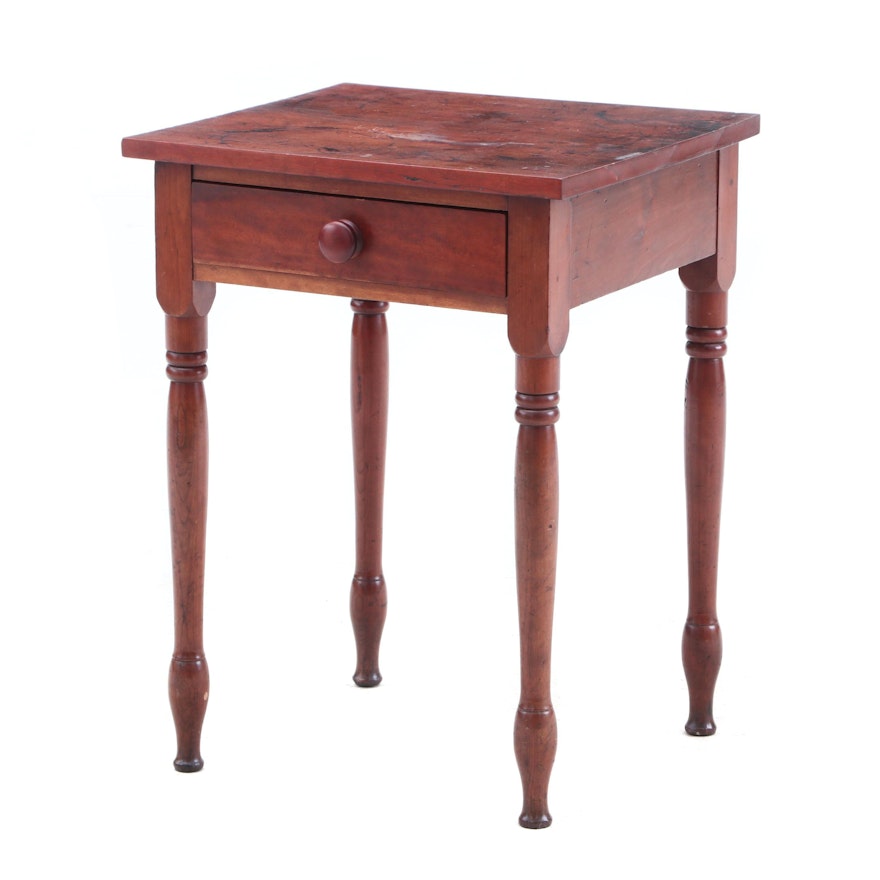 Late Federal Cherrywood Single-Drawer Table, Kentucky or Tennessee, Mid 19th c.