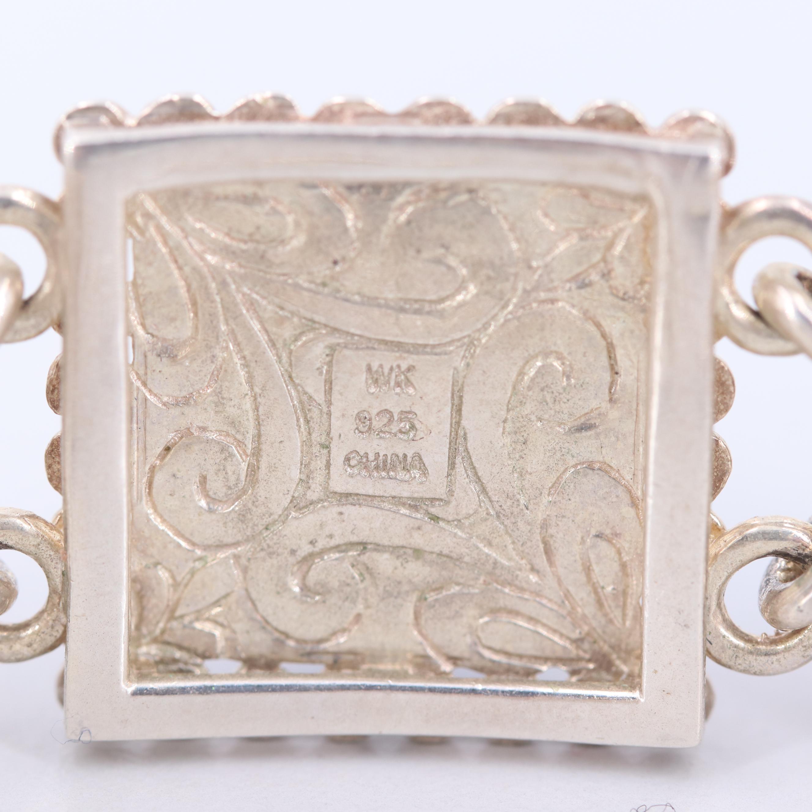 Sterling Silver Lapis Lazuli, Lace Agate, Turquoise, Mother of Pearl Bracelet