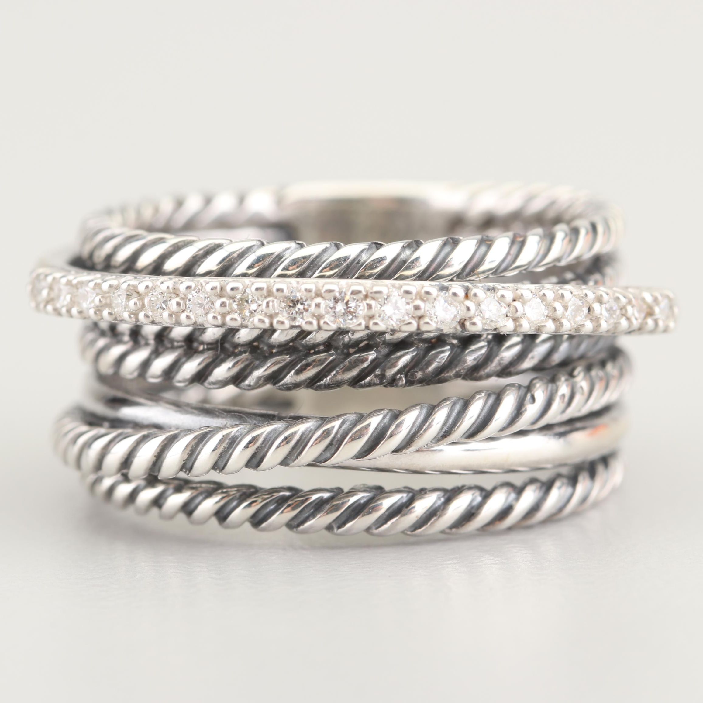 David Yurman Sterling Silver Diamond Ring