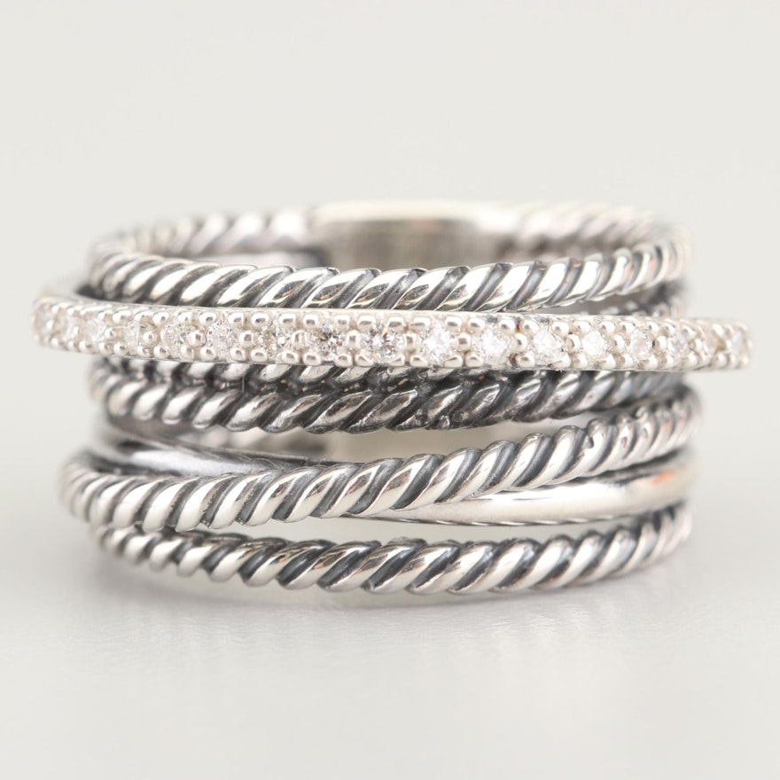 David Yurman Sterling Silver Diamond Ring