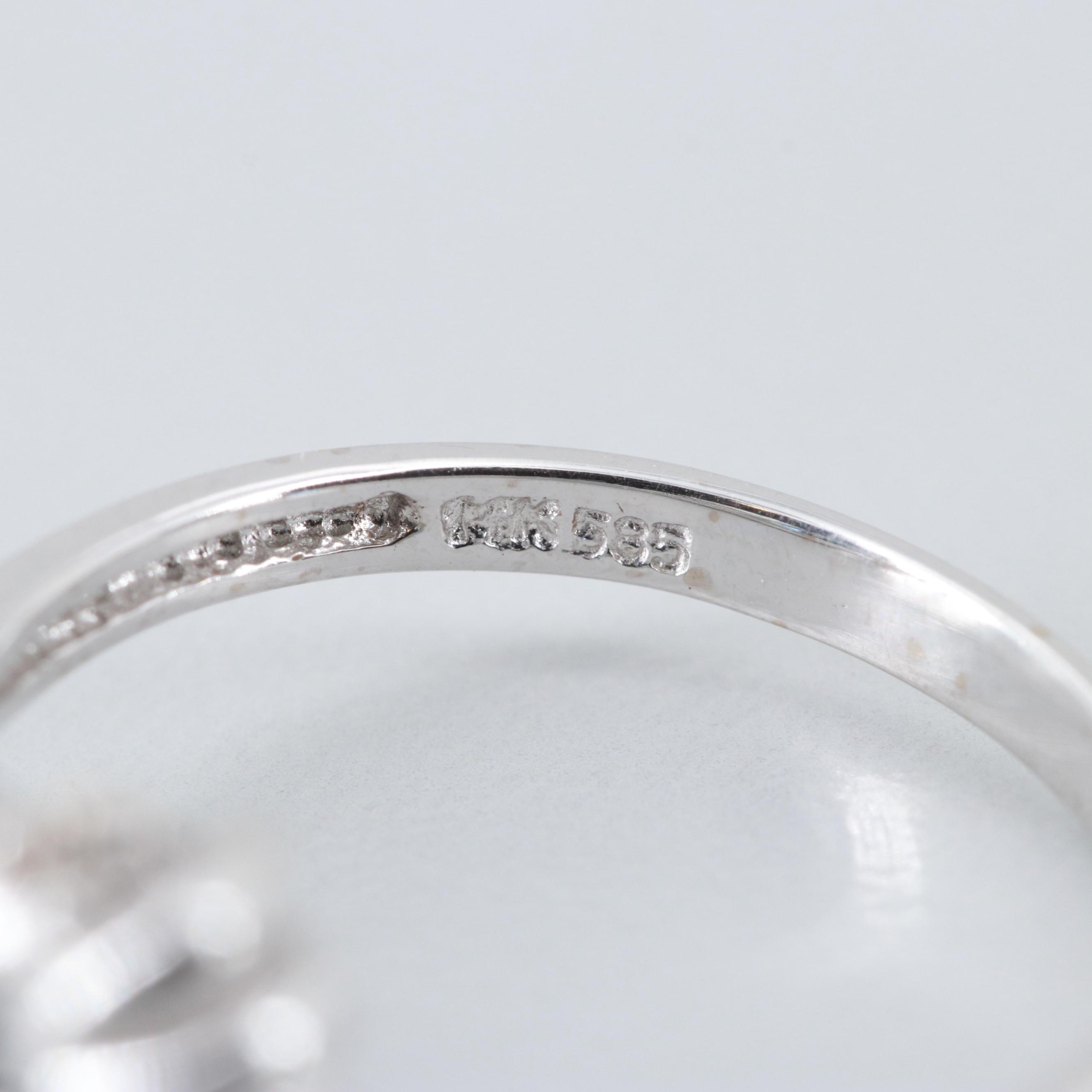 14K White Gold Blue Topaz and Diamond Ring