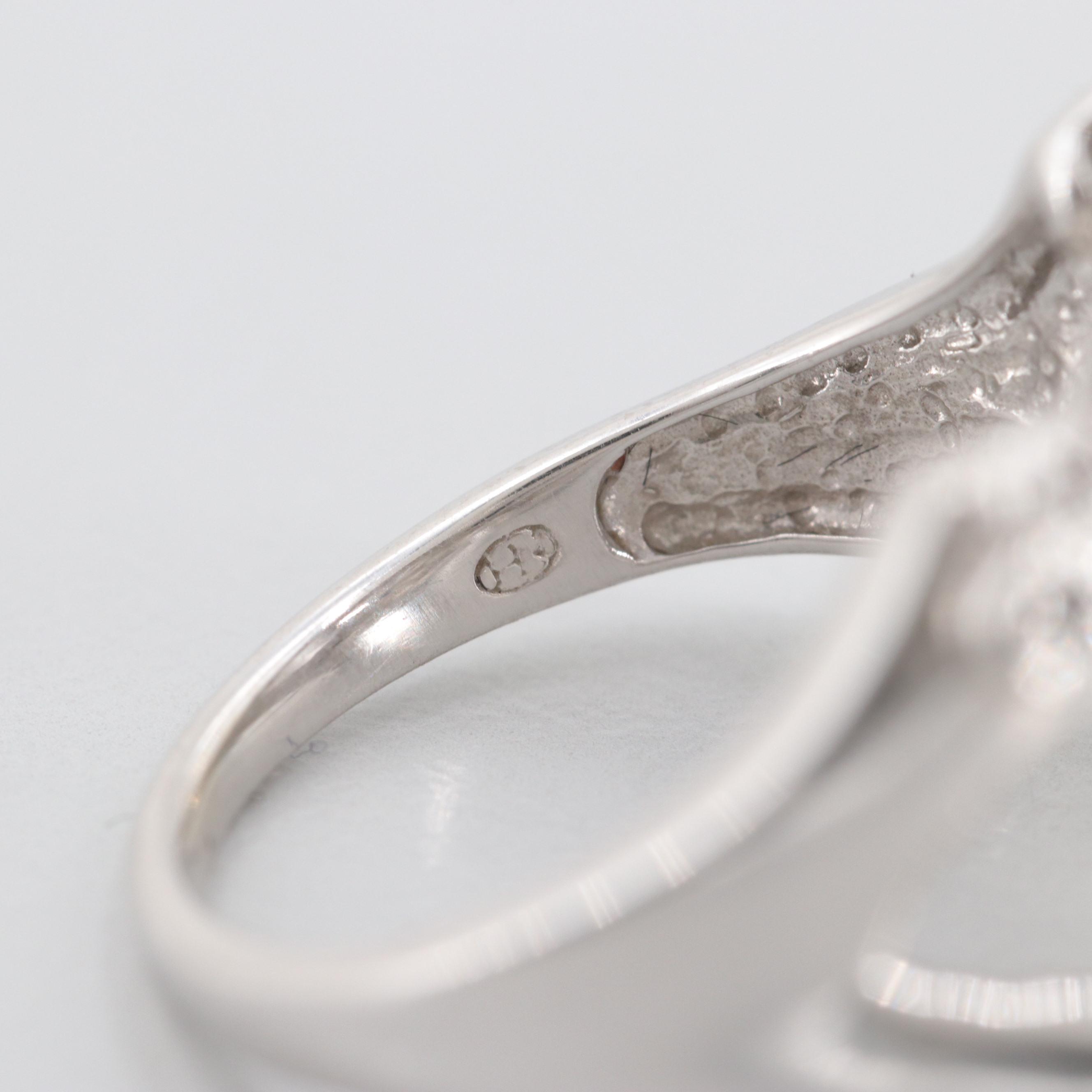 10K White Gold Diamond Skull and Bones Ring