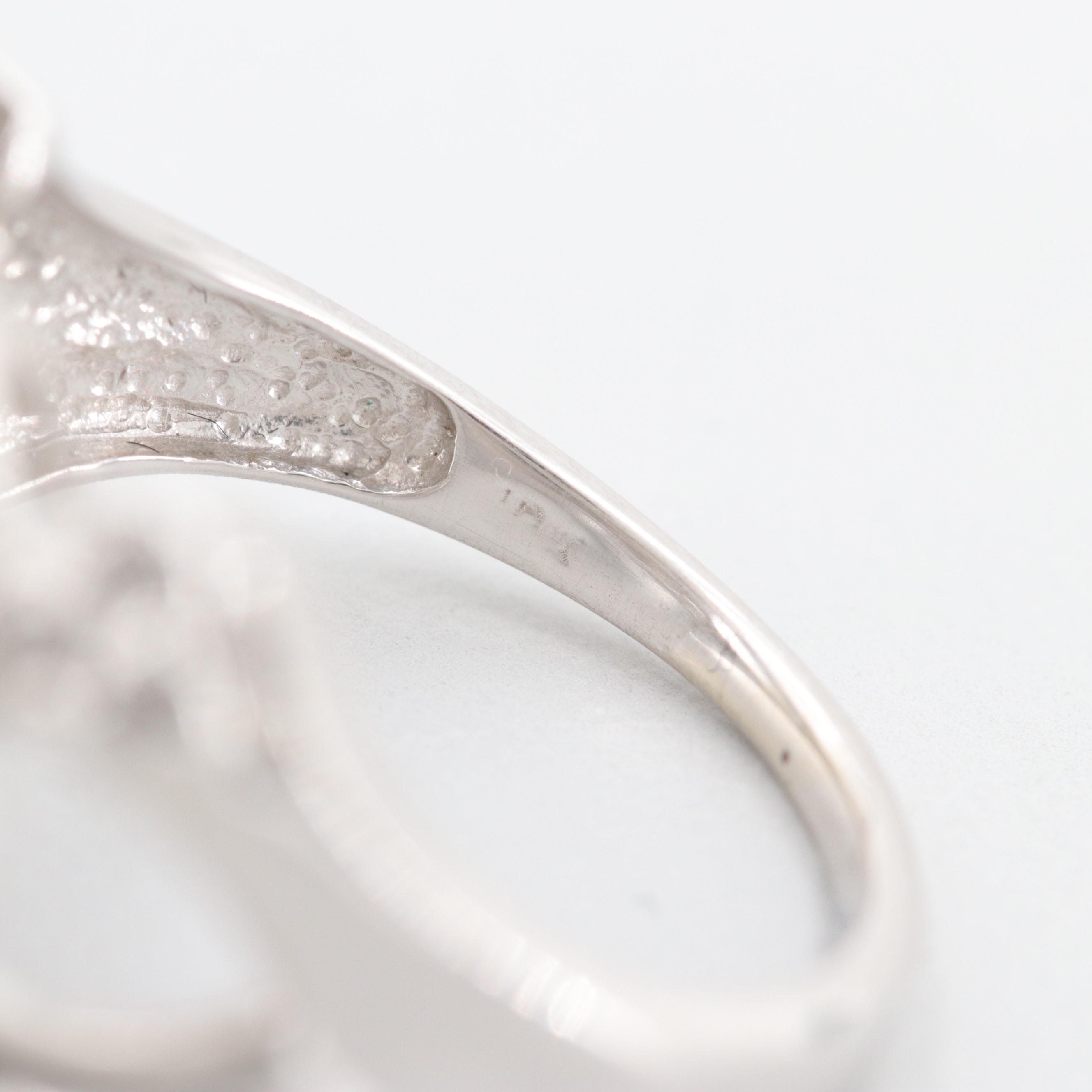 10K White Gold Diamond Skull and Bones Ring