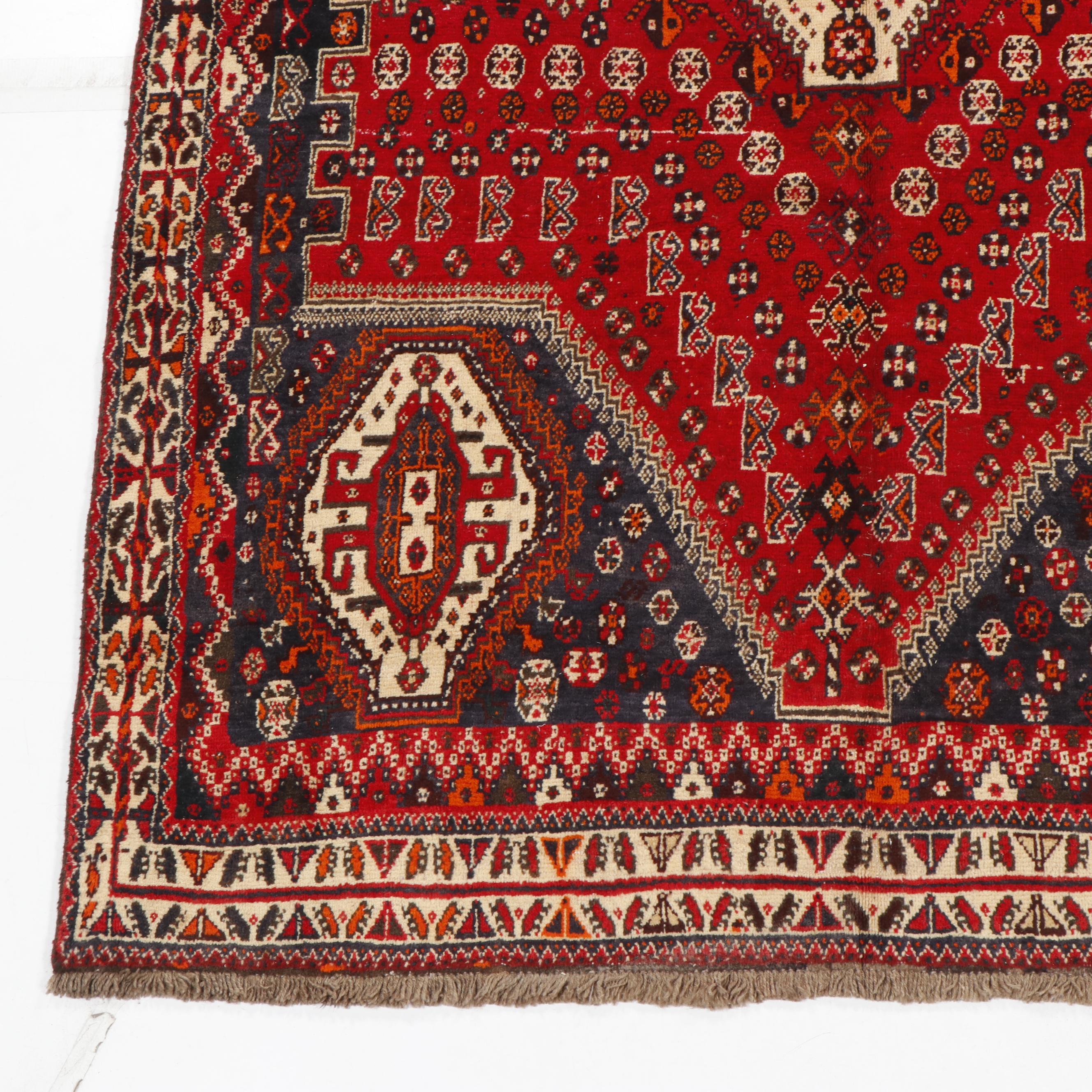 Hand-Knotted Persian Qashqai Wool Rug