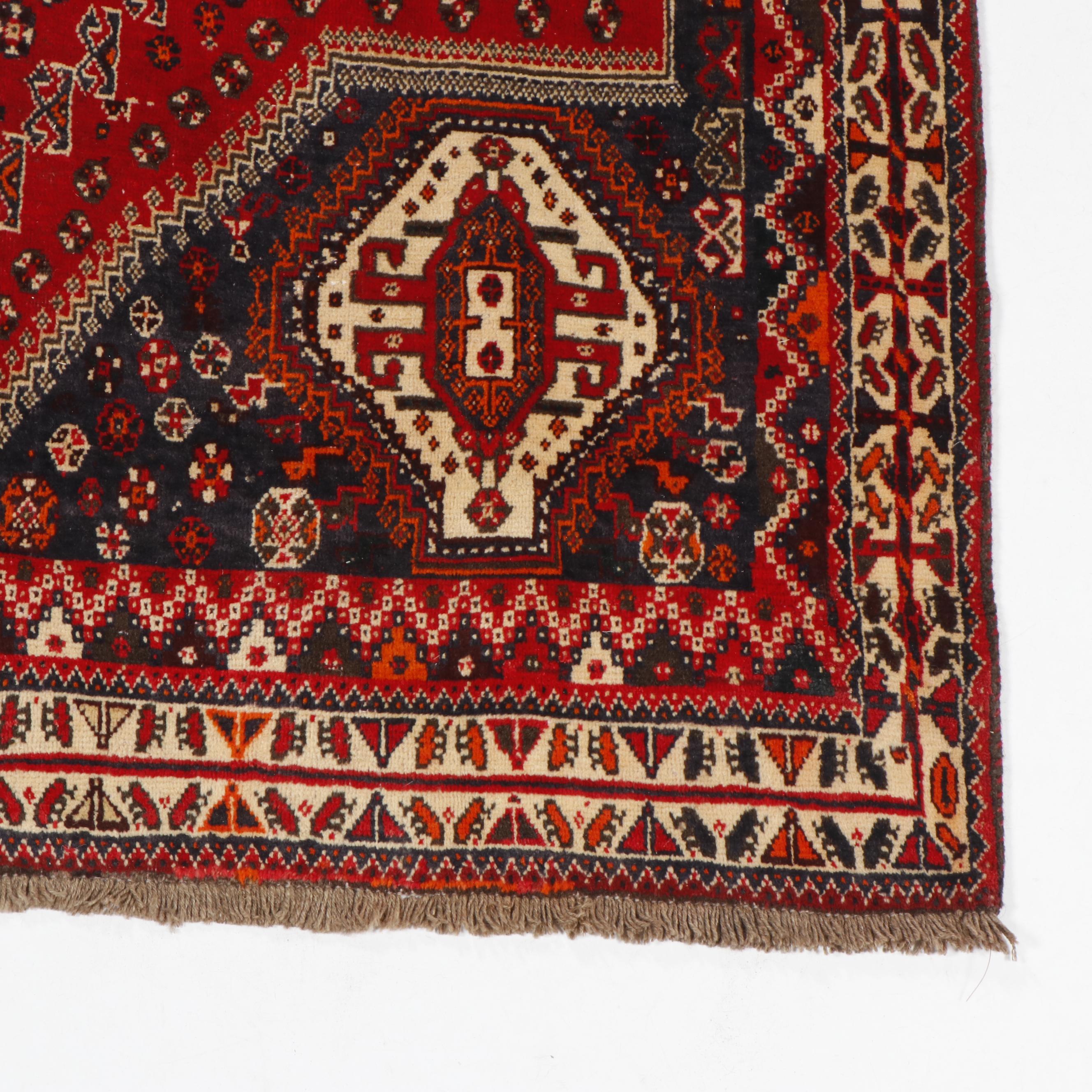 Hand-Knotted Persian Qashqai Wool Rug