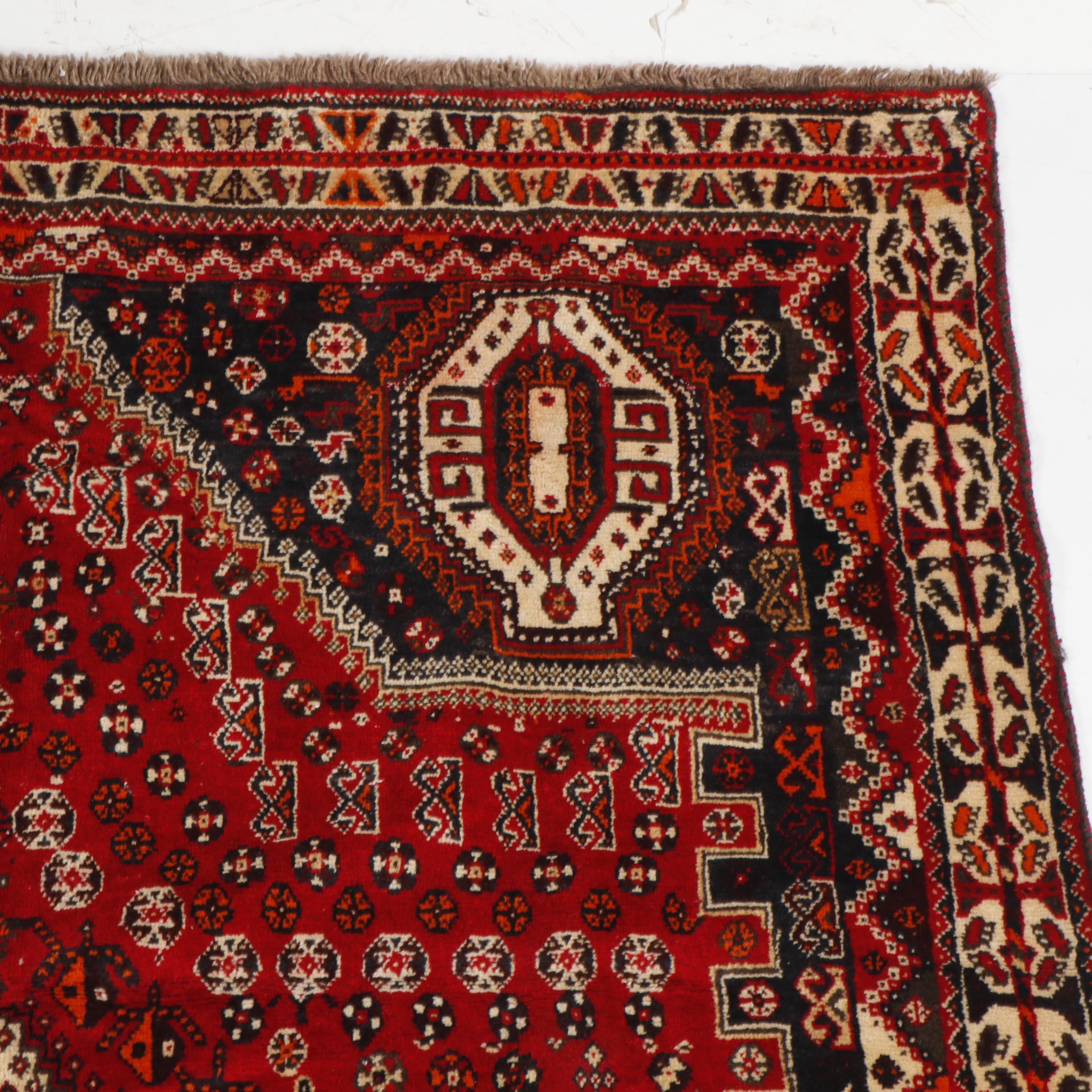 Hand-Knotted Persian Qashqai Wool Rug