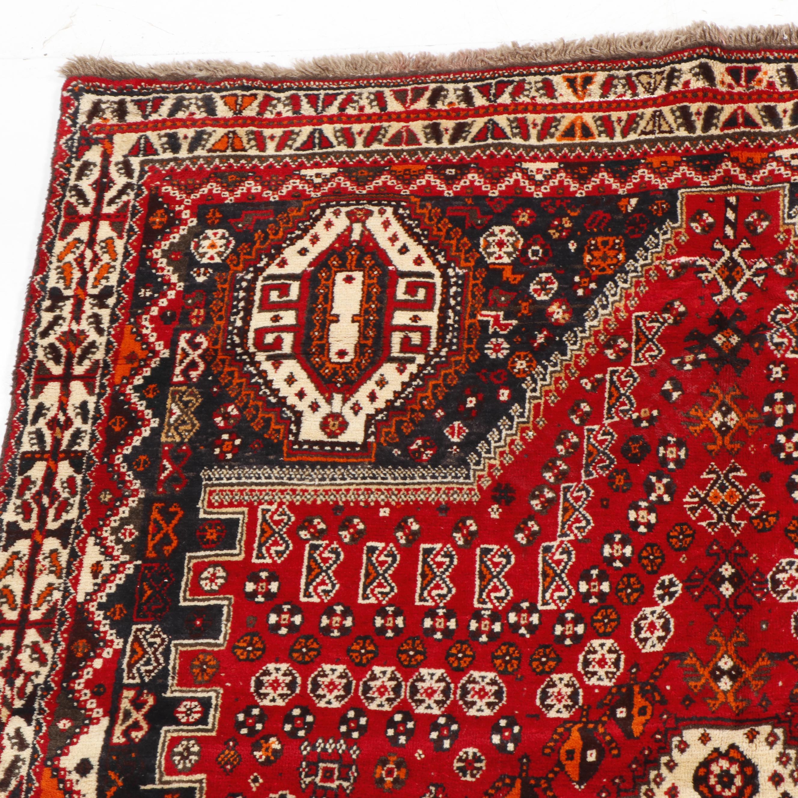 Hand-Knotted Persian Qashqai Wool Rug