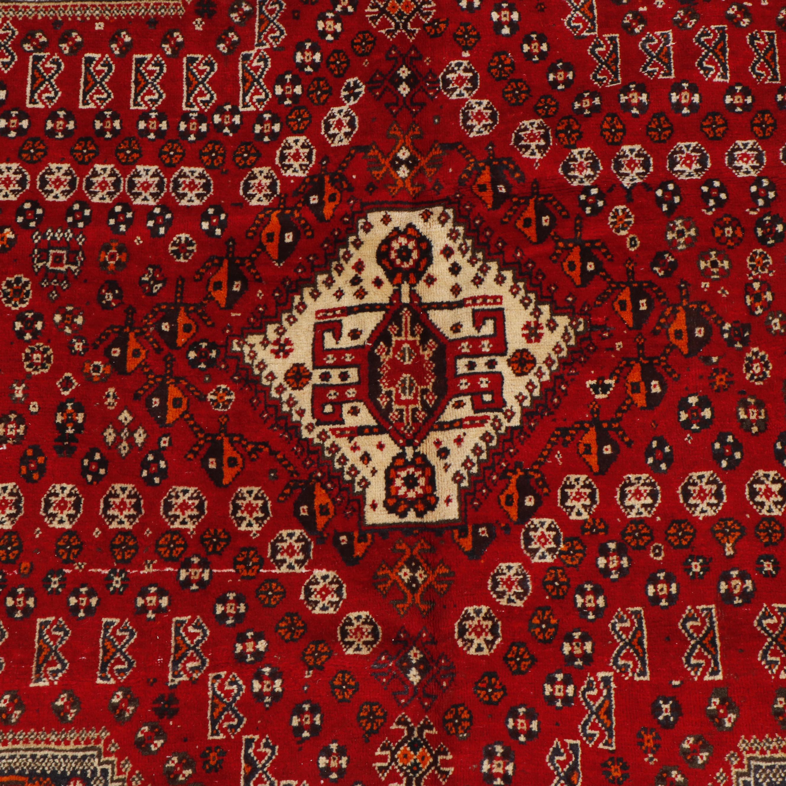 Hand-Knotted Persian Qashqai Wool Rug