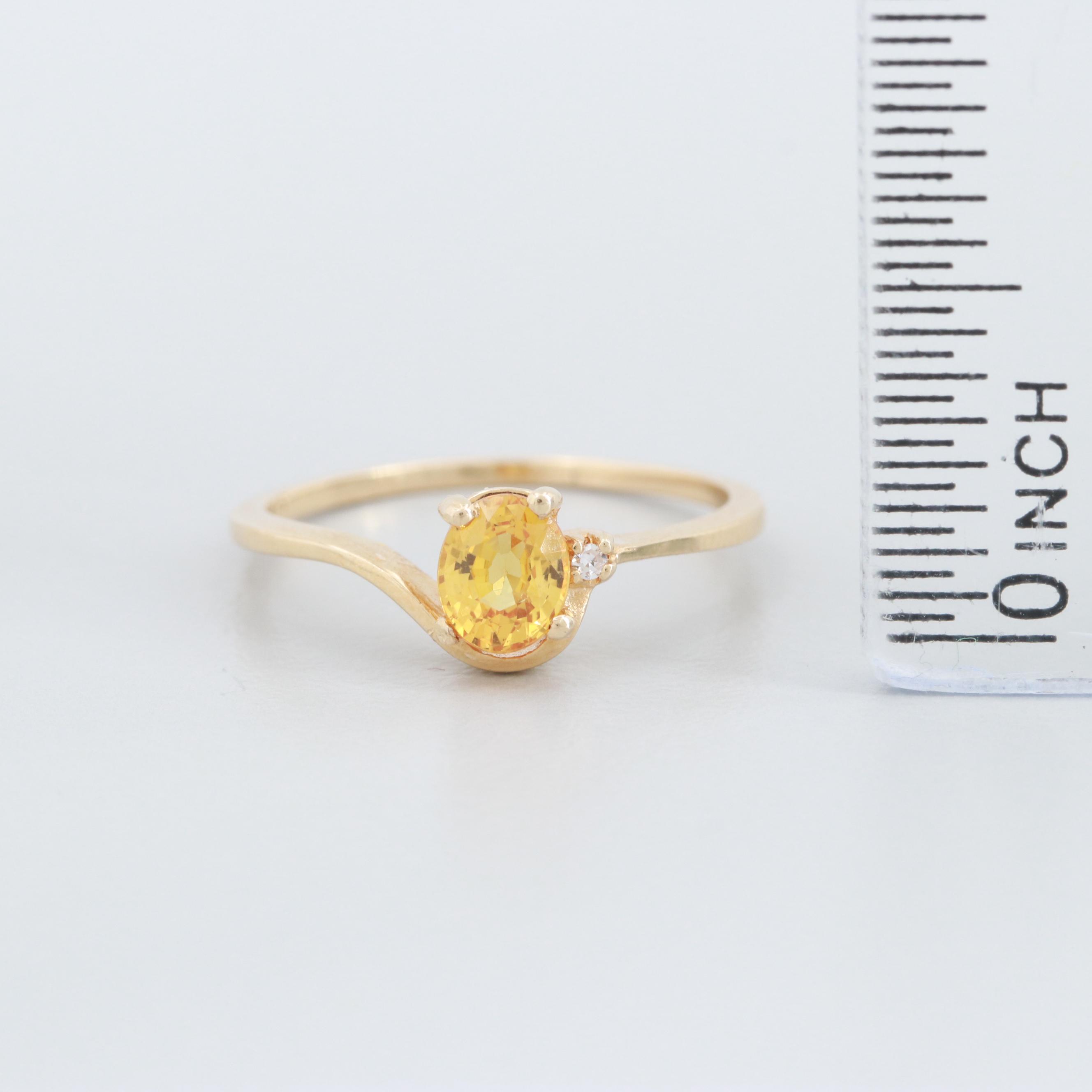 14K Yellow Gold Yellow Sapphire and Diamond Ring