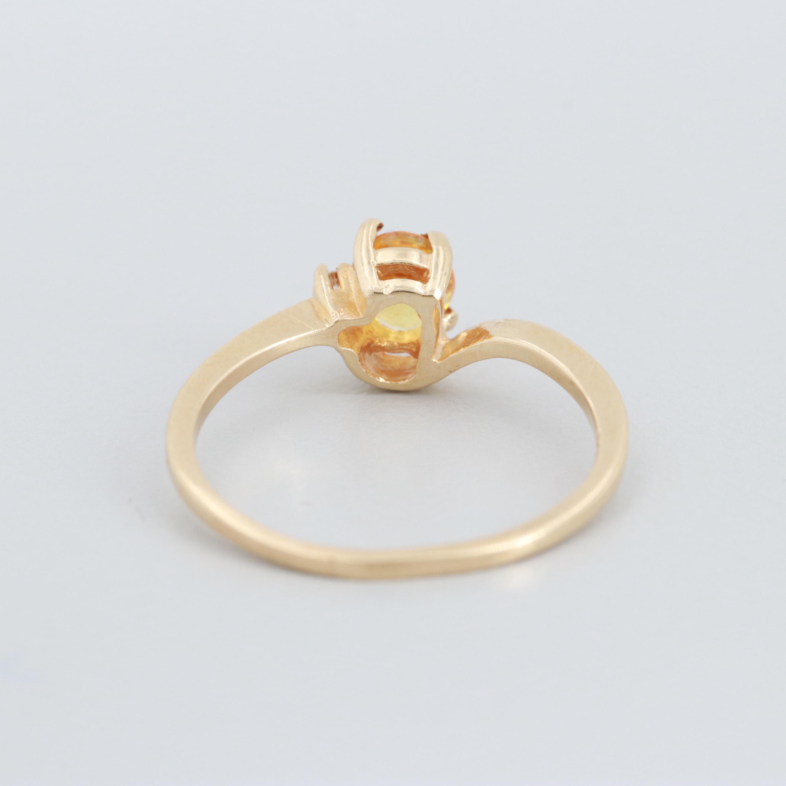 14K Yellow Gold Yellow Sapphire and Diamond Ring