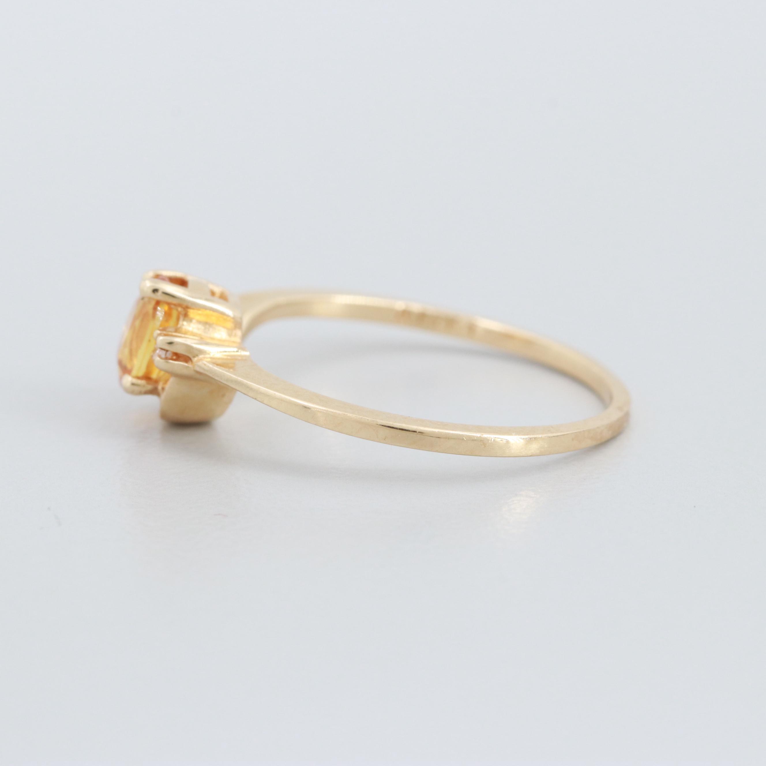 14K Yellow Gold Yellow Sapphire and Diamond Ring