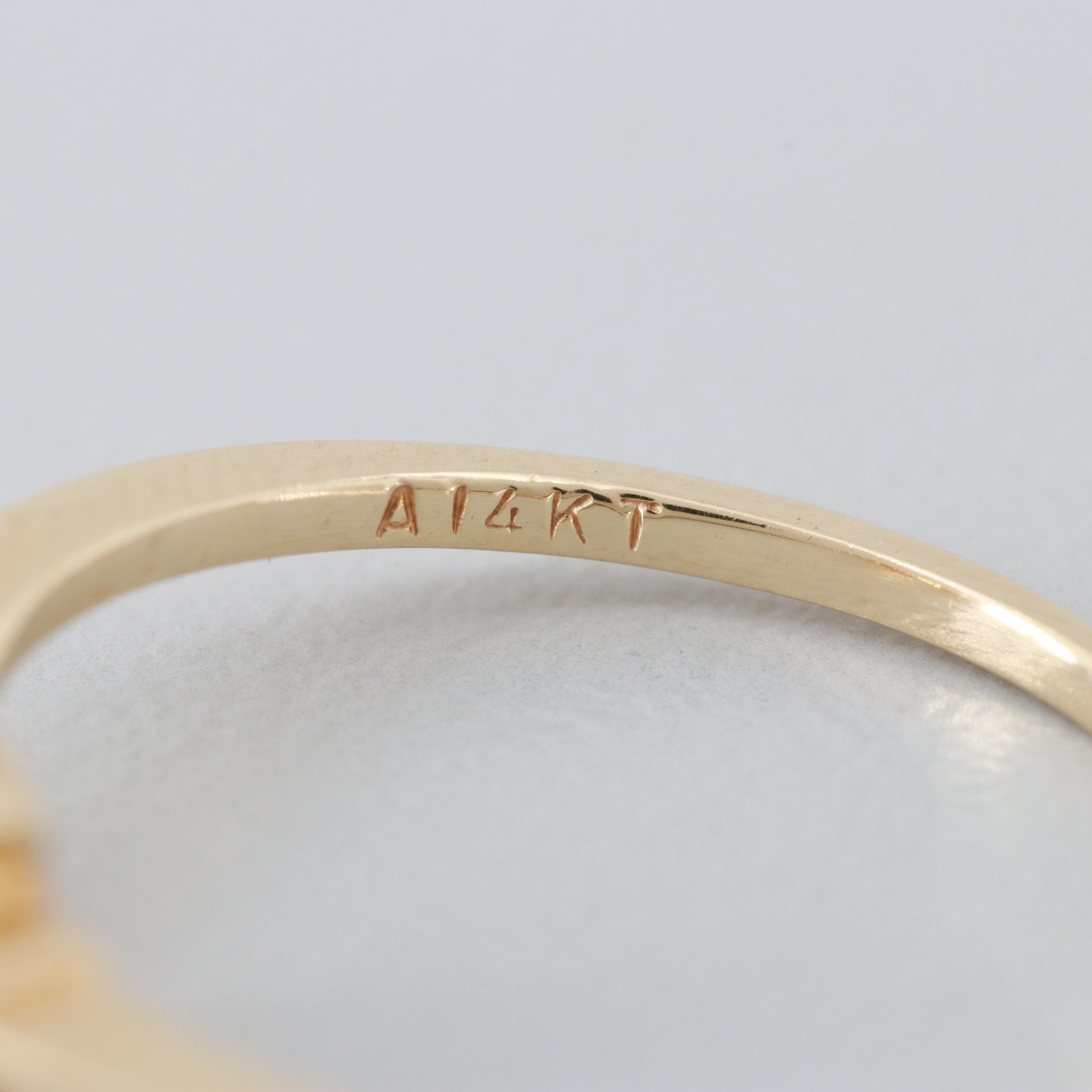 14K Yellow Gold Yellow Sapphire and Diamond Ring