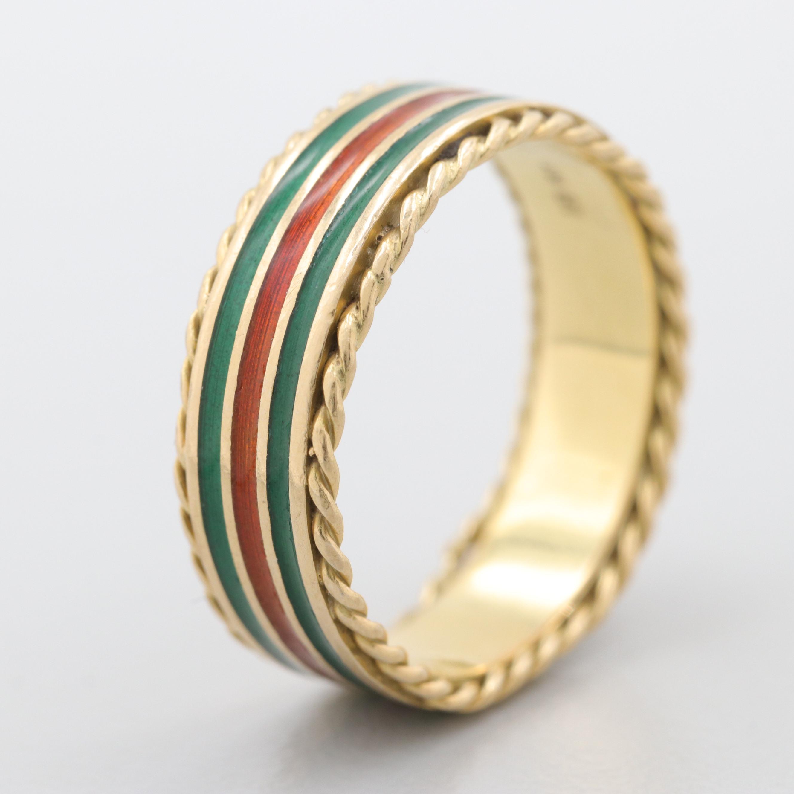 18K Yellow Gold Enamel Eternity Band