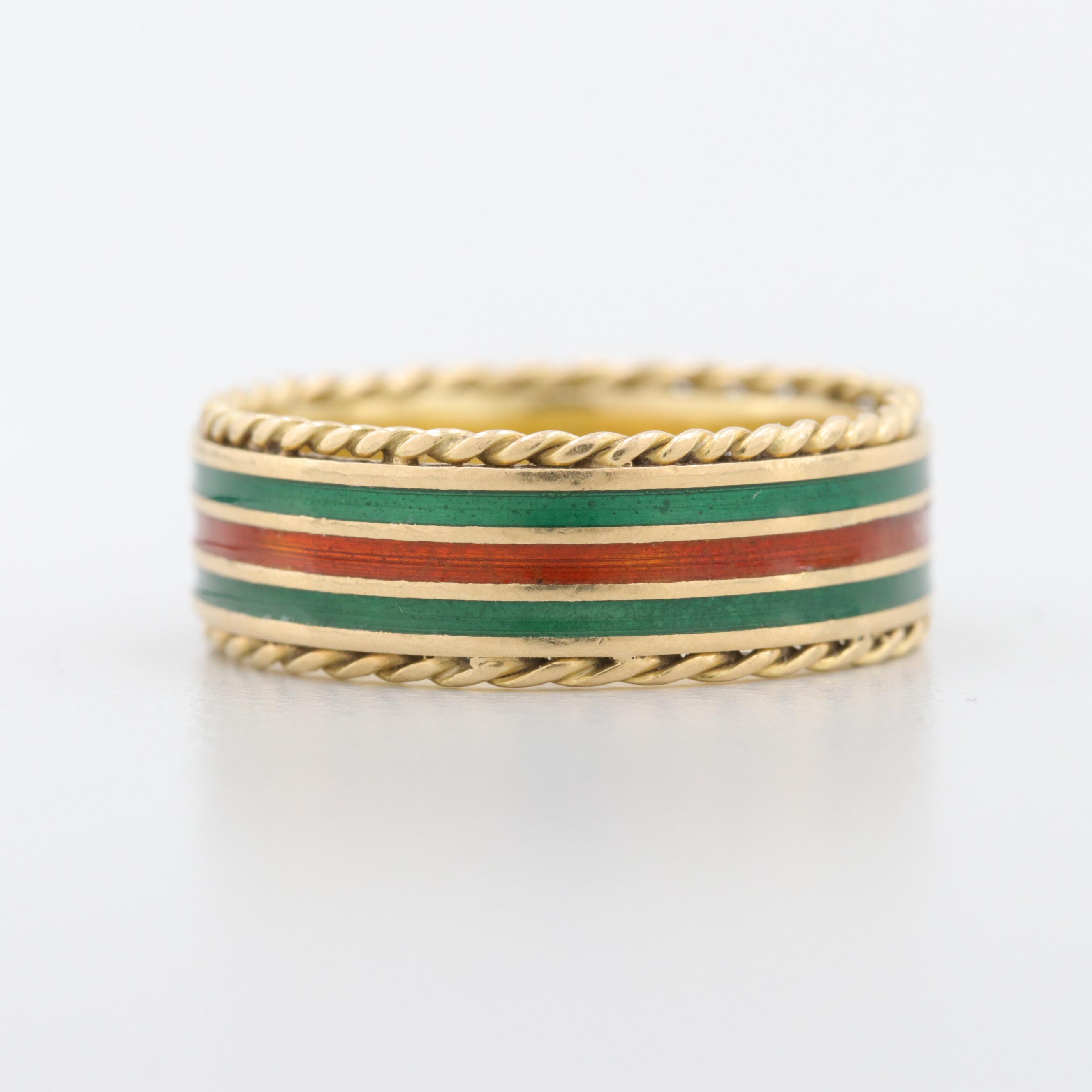 18K Yellow Gold Enamel Eternity Band