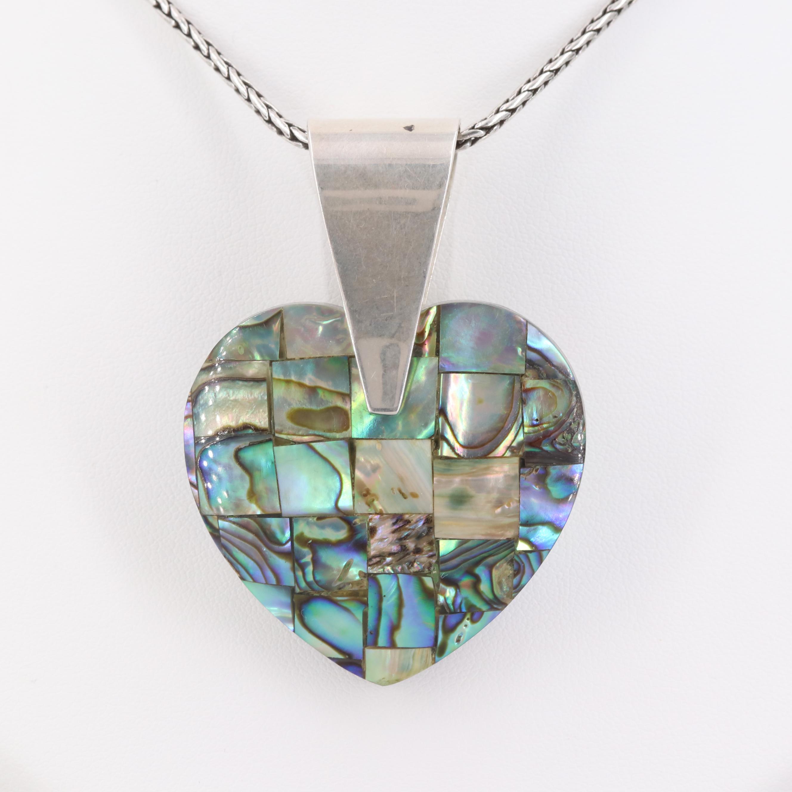 Jay King for Desert Rose Trading, Inc. Abalone Heart Pendant Necklace