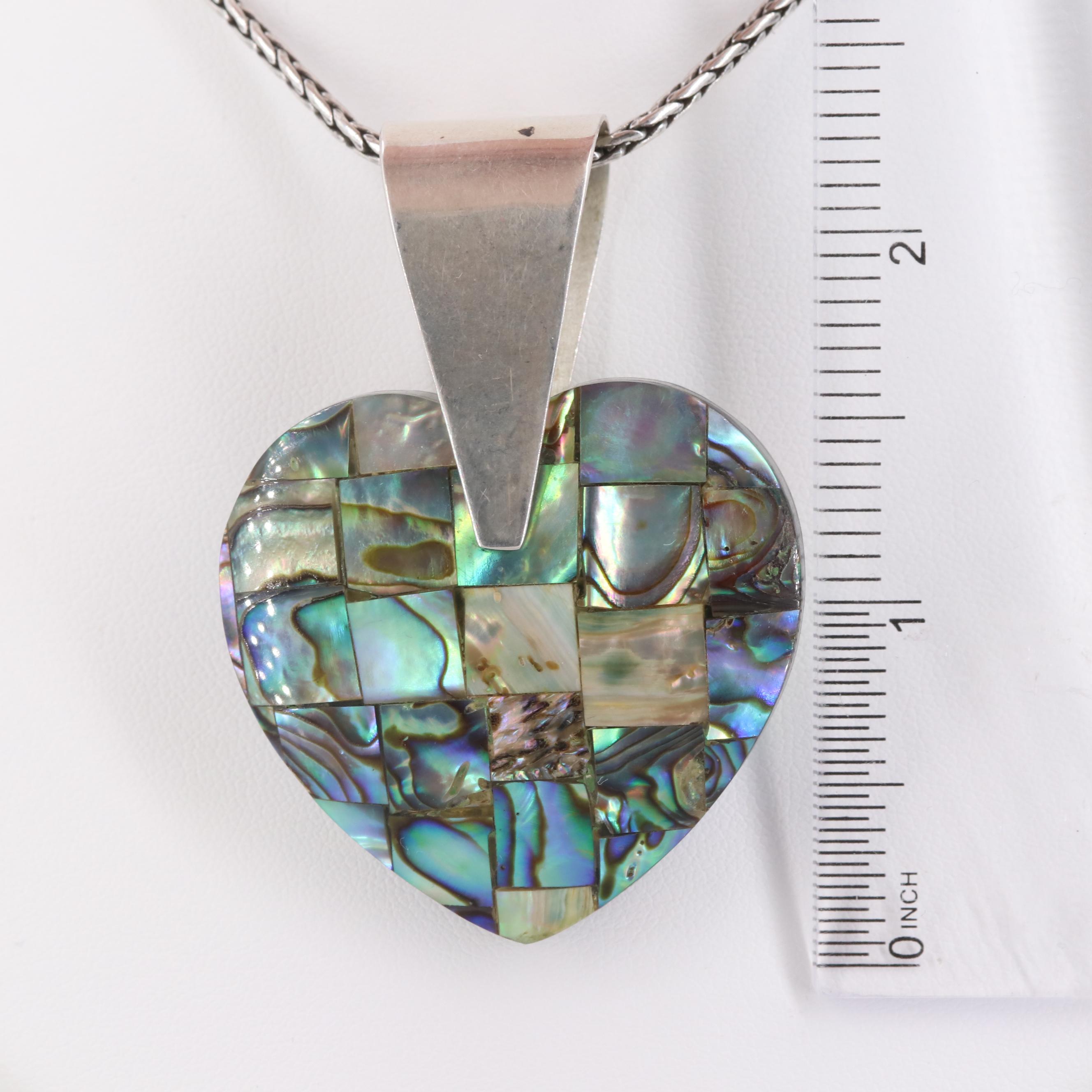 Jay King for Desert Rose Trading, Inc. Abalone Heart Pendant Necklace