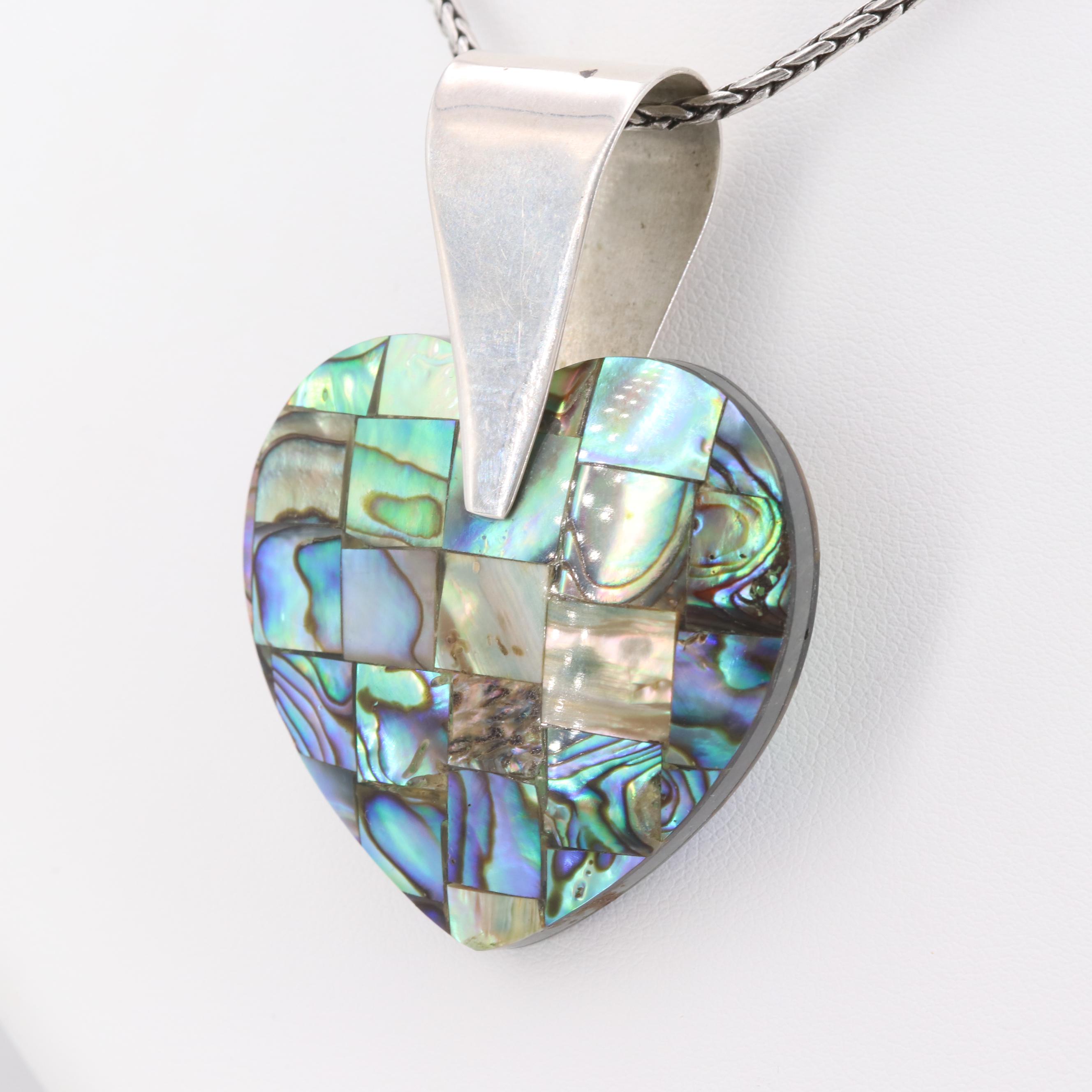 Jay King for Desert Rose Trading, Inc. Abalone Heart Pendant Necklace
