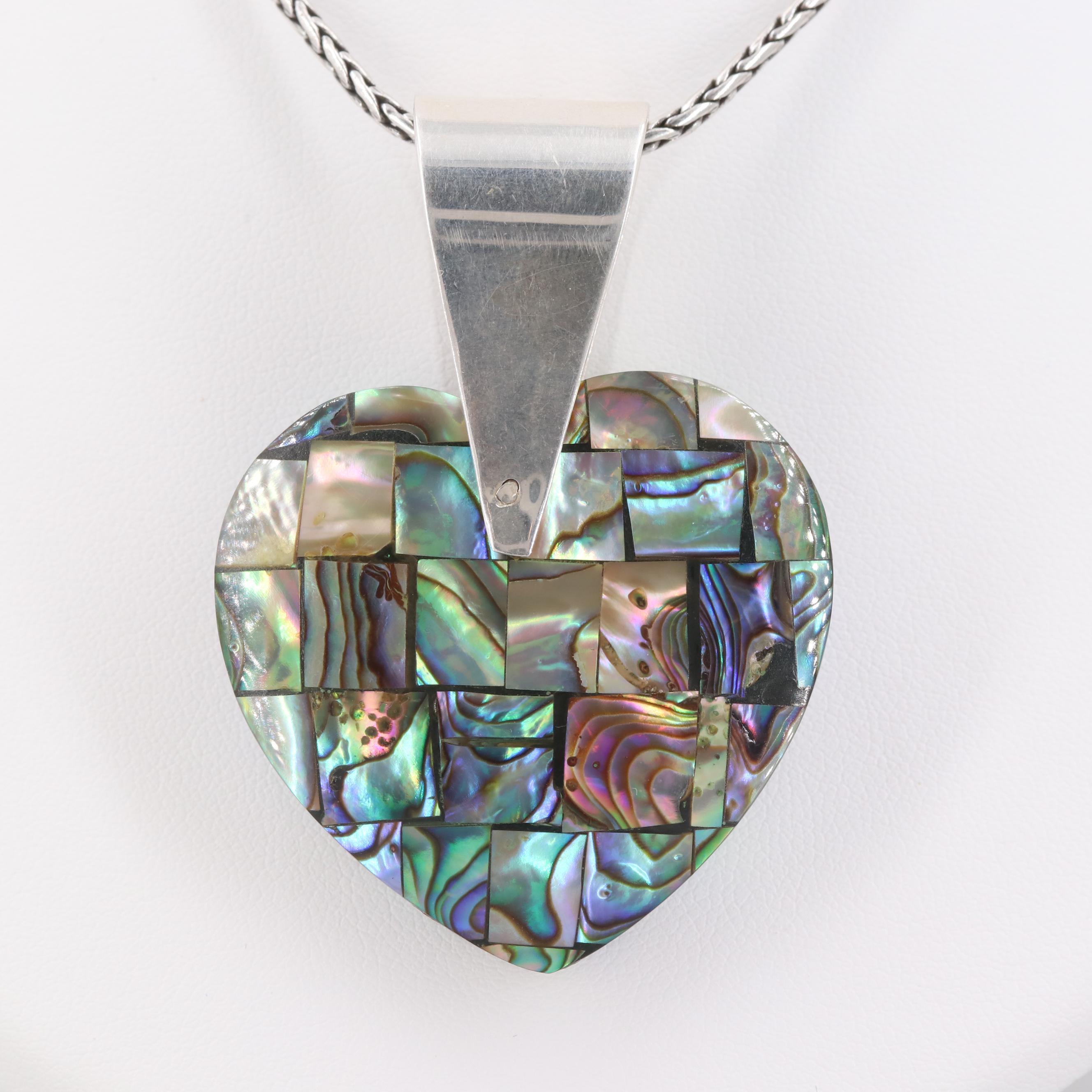 Jay King for Desert Rose Trading, Inc. Abalone Heart Pendant Necklace