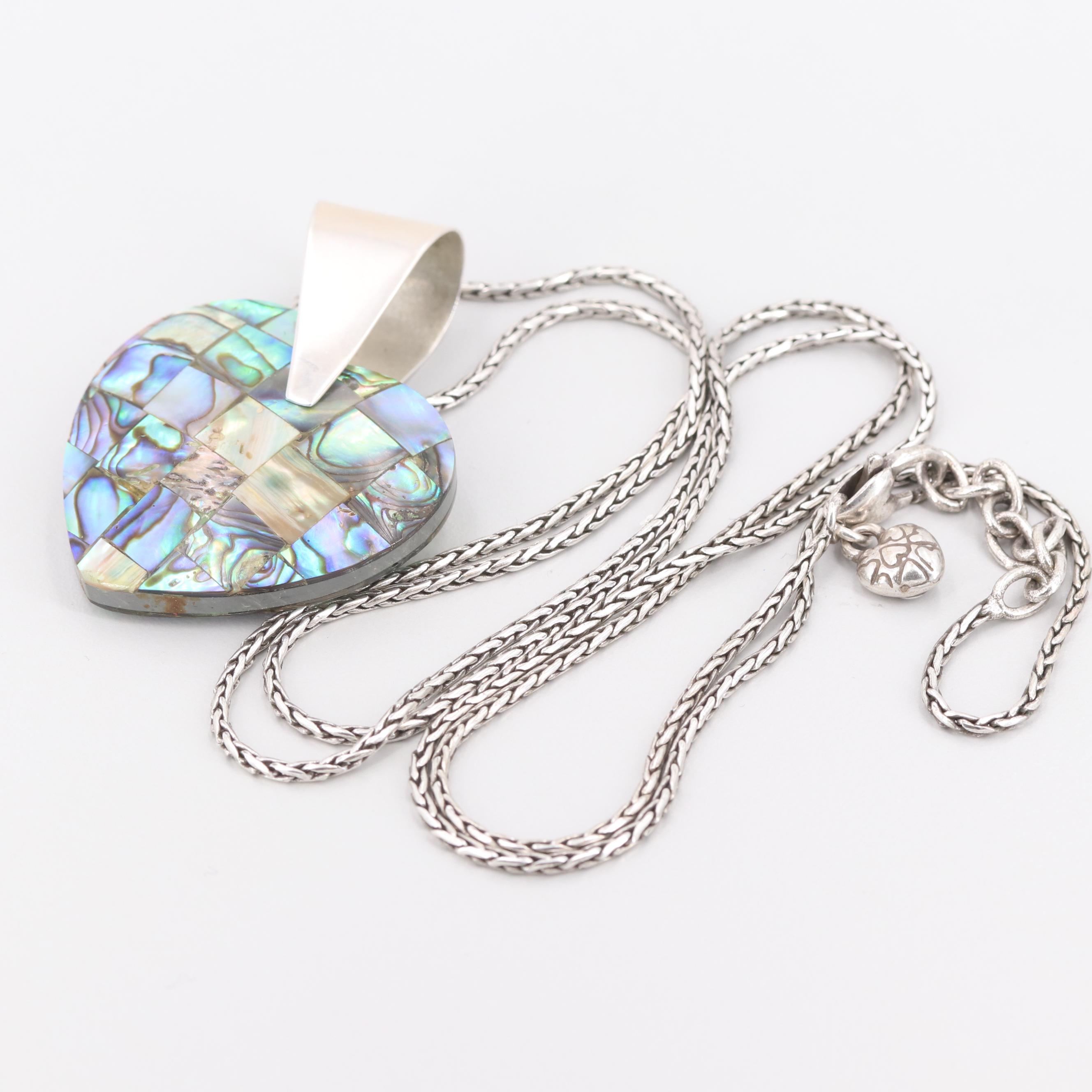 Jay King for Desert Rose Trading, Inc. Abalone Heart Pendant Necklace