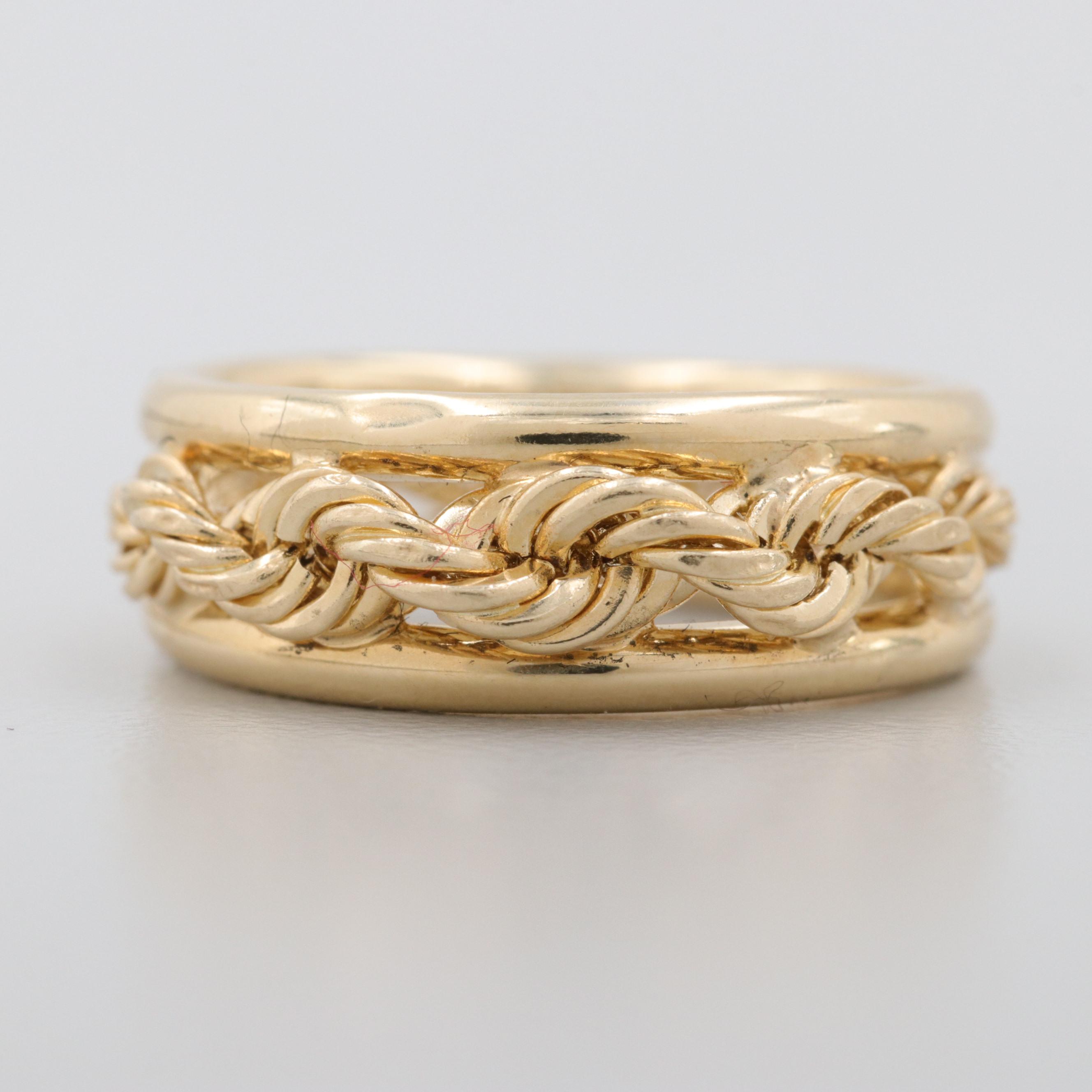 14K Yellow Gold Graduated Rope Motif Ring