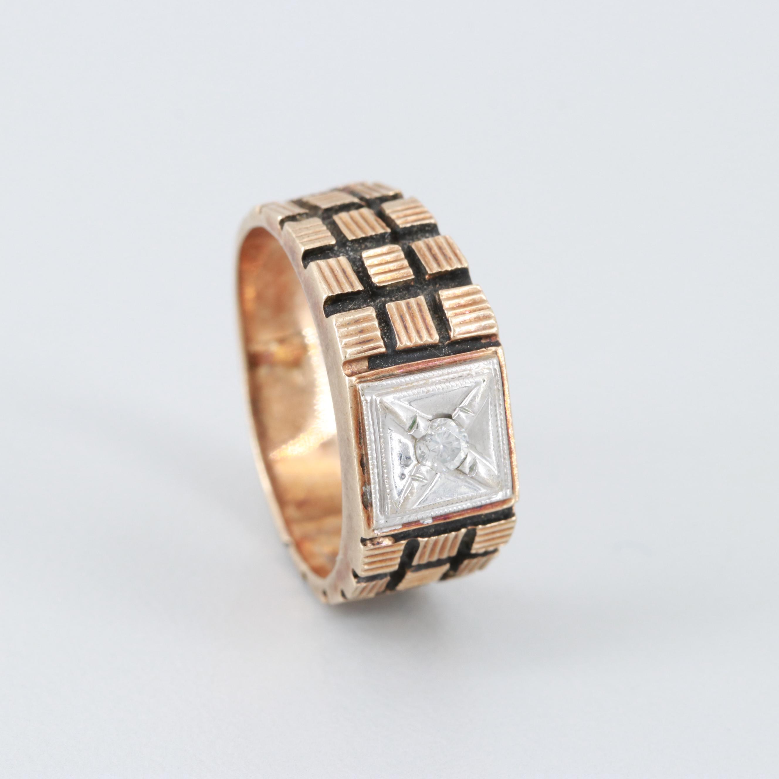 10K Yellow Gold Diamond and Enamel Necklace