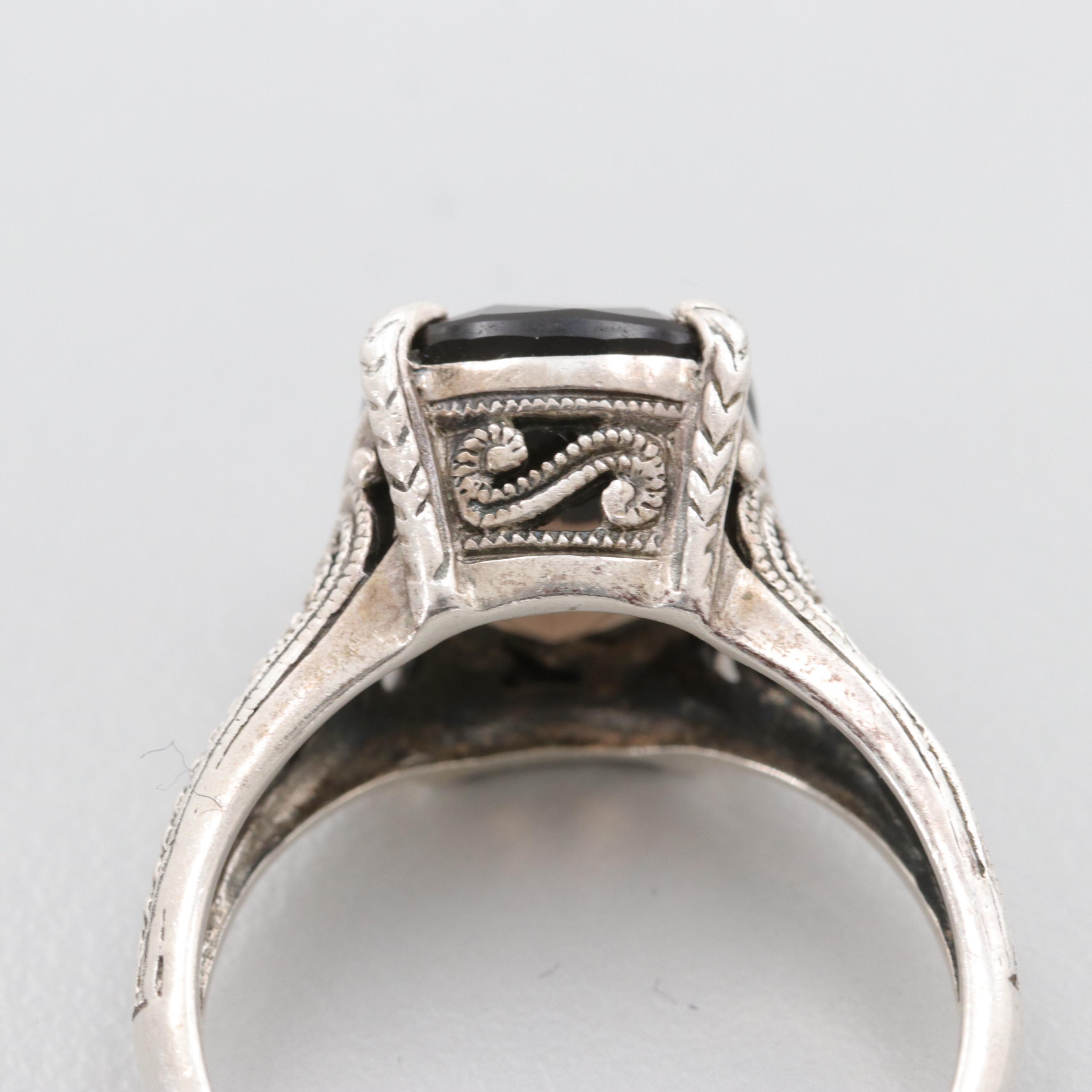 Sterling Silver Smoky Quartz Filigree Ring