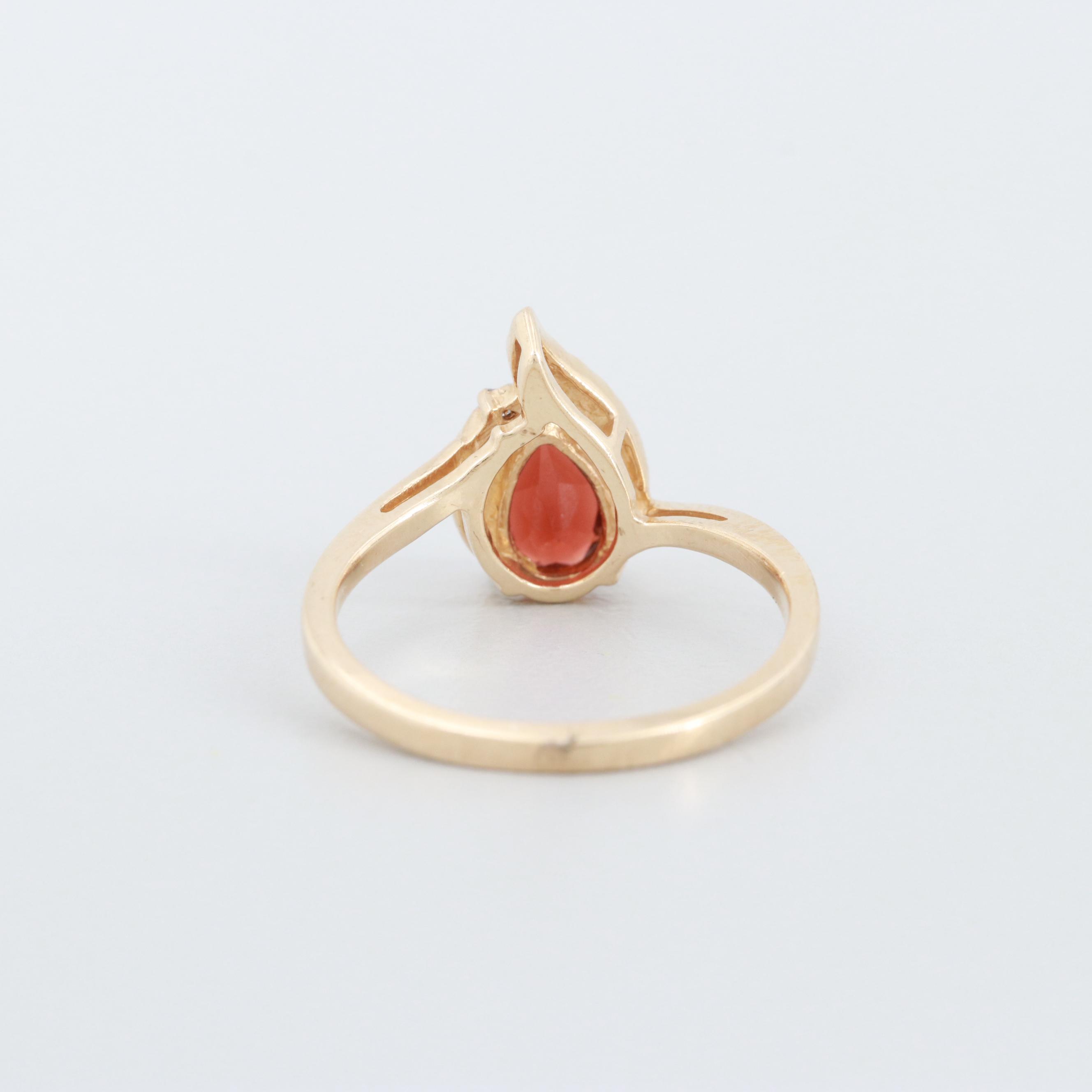 10K Yellow Gold Garnet and Diamond Ring