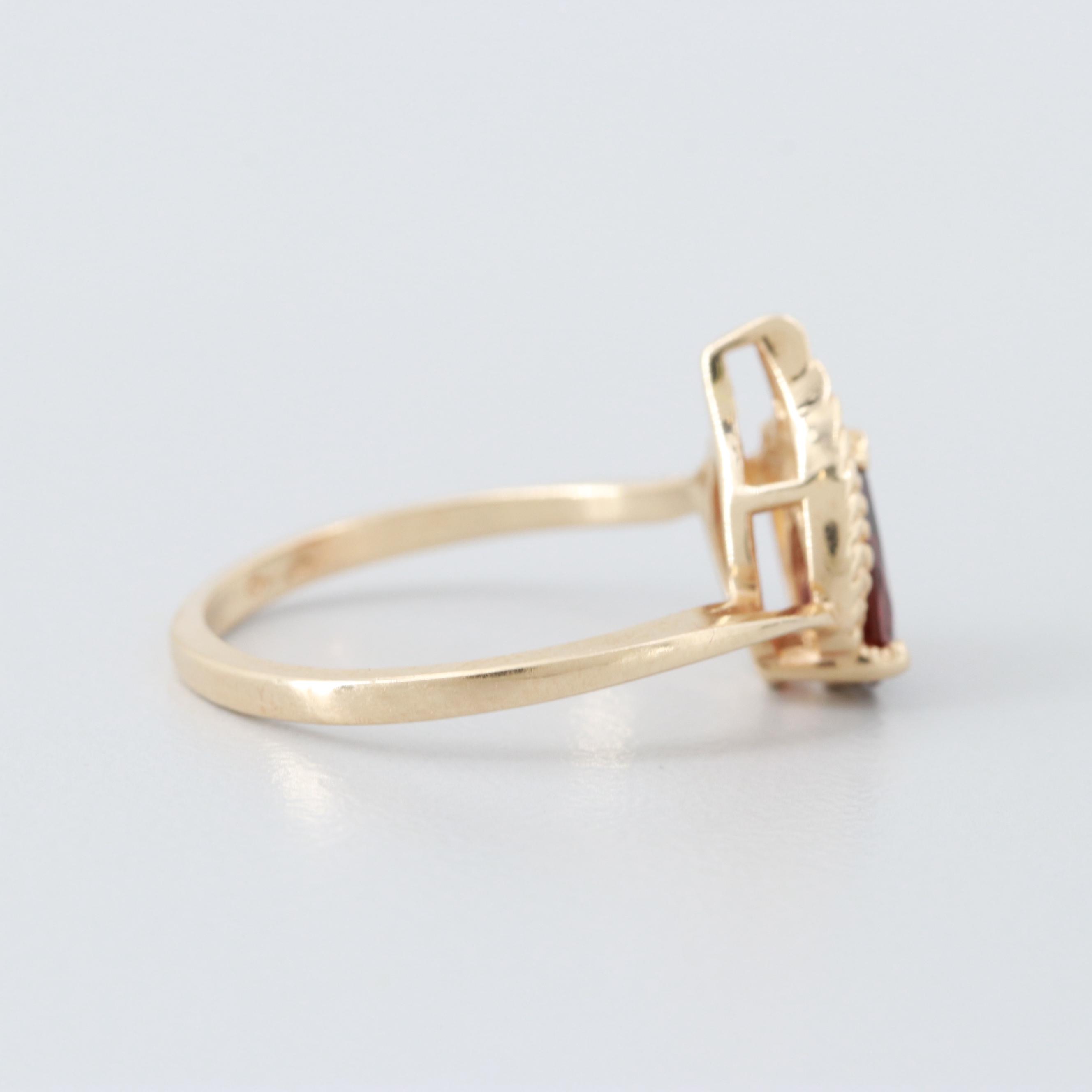 10K Yellow Gold Garnet and Diamond Ring