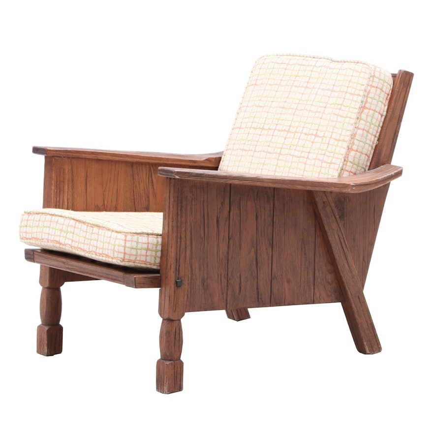 Rustic Oak Armchair, Middle 20th Century