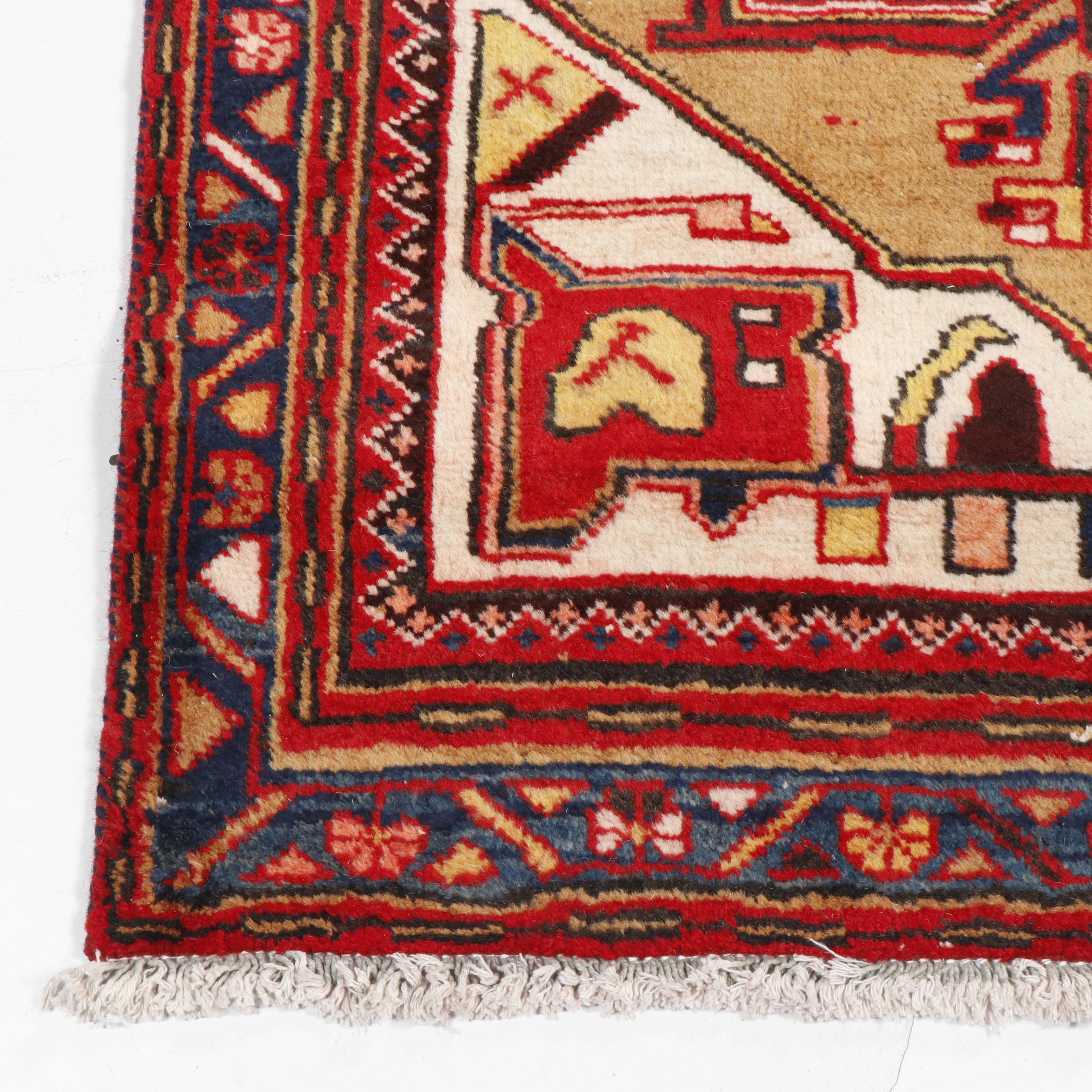 Hand-Knotted Persian Heriz Wool Rug