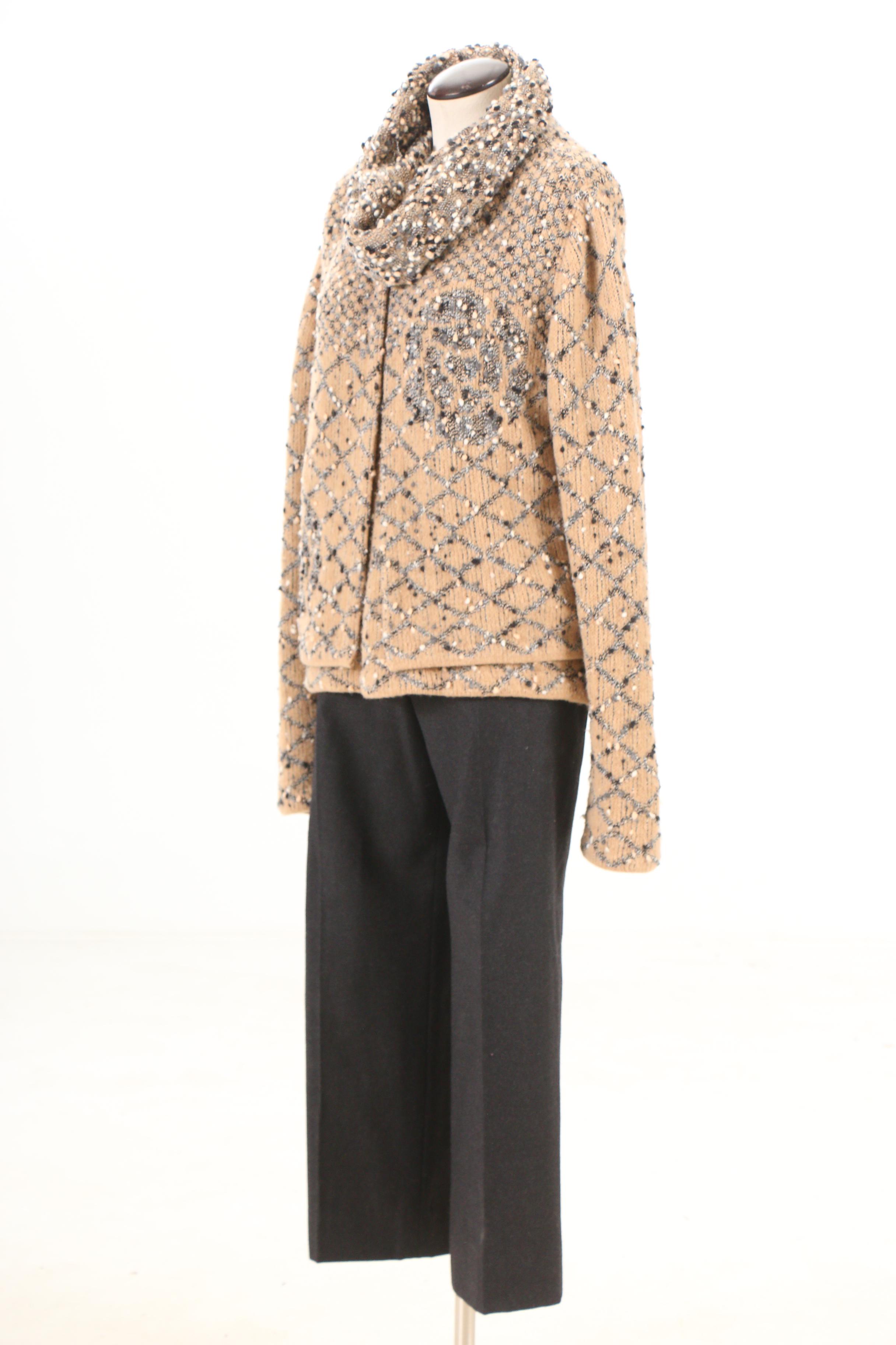 Chanel Fall/Winter 2001 Knit Wool Blend Sweater Set with Charcoal Trousers