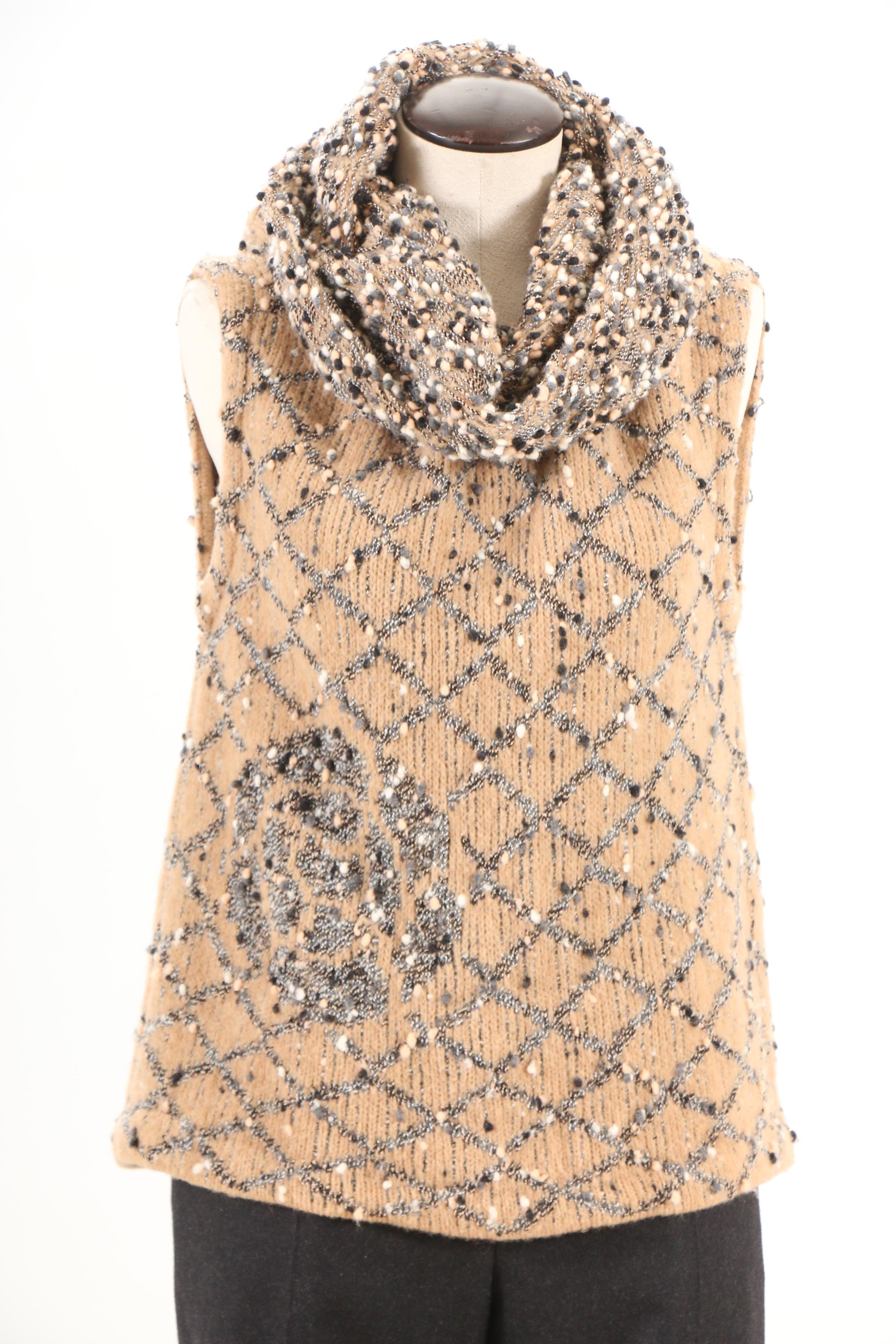 Chanel Fall/Winter 2001 Knit Wool Blend Sweater Set with Charcoal Trousers