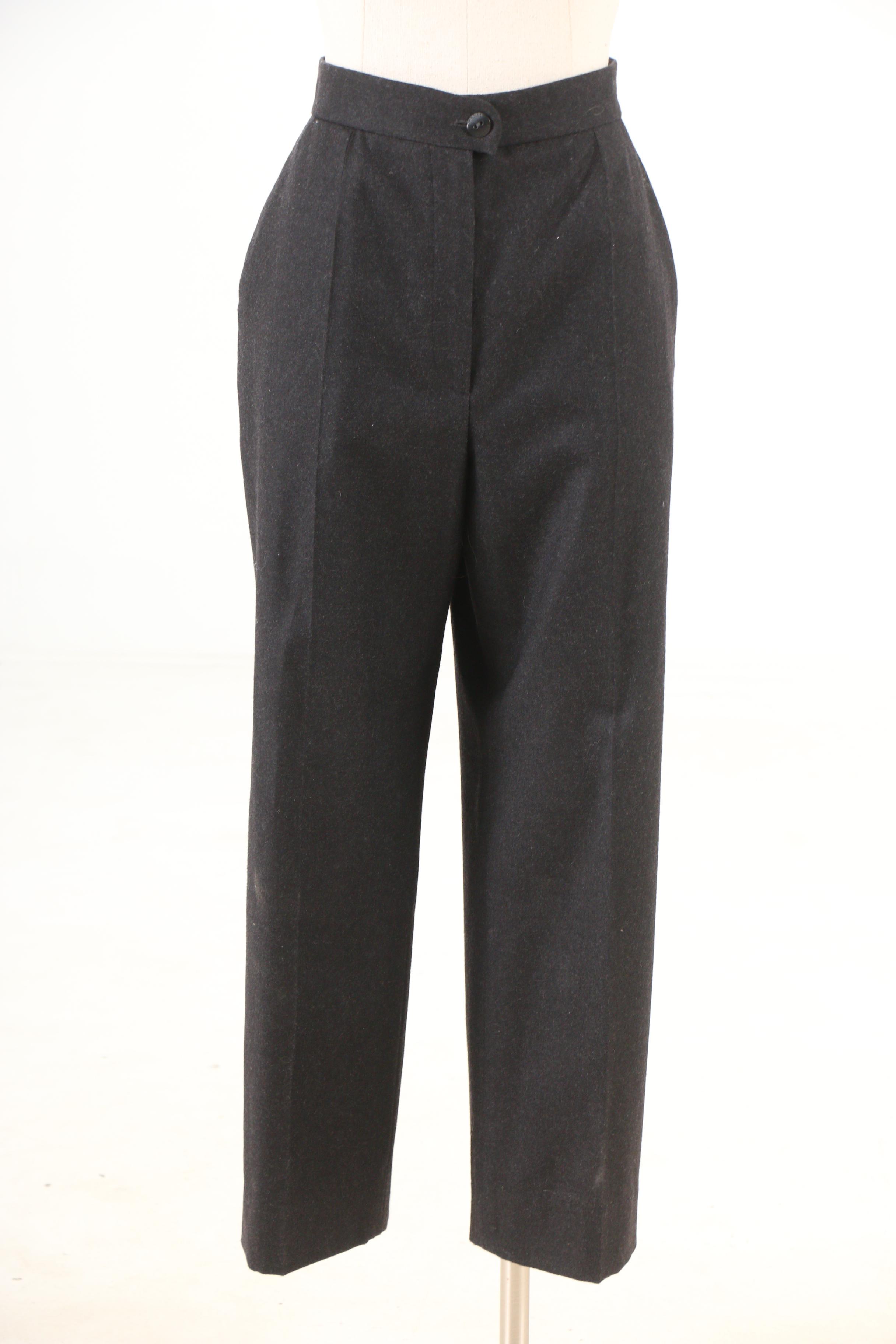 Chanel Fall/Winter 2001 Knit Wool Blend Sweater Set with Charcoal Trousers