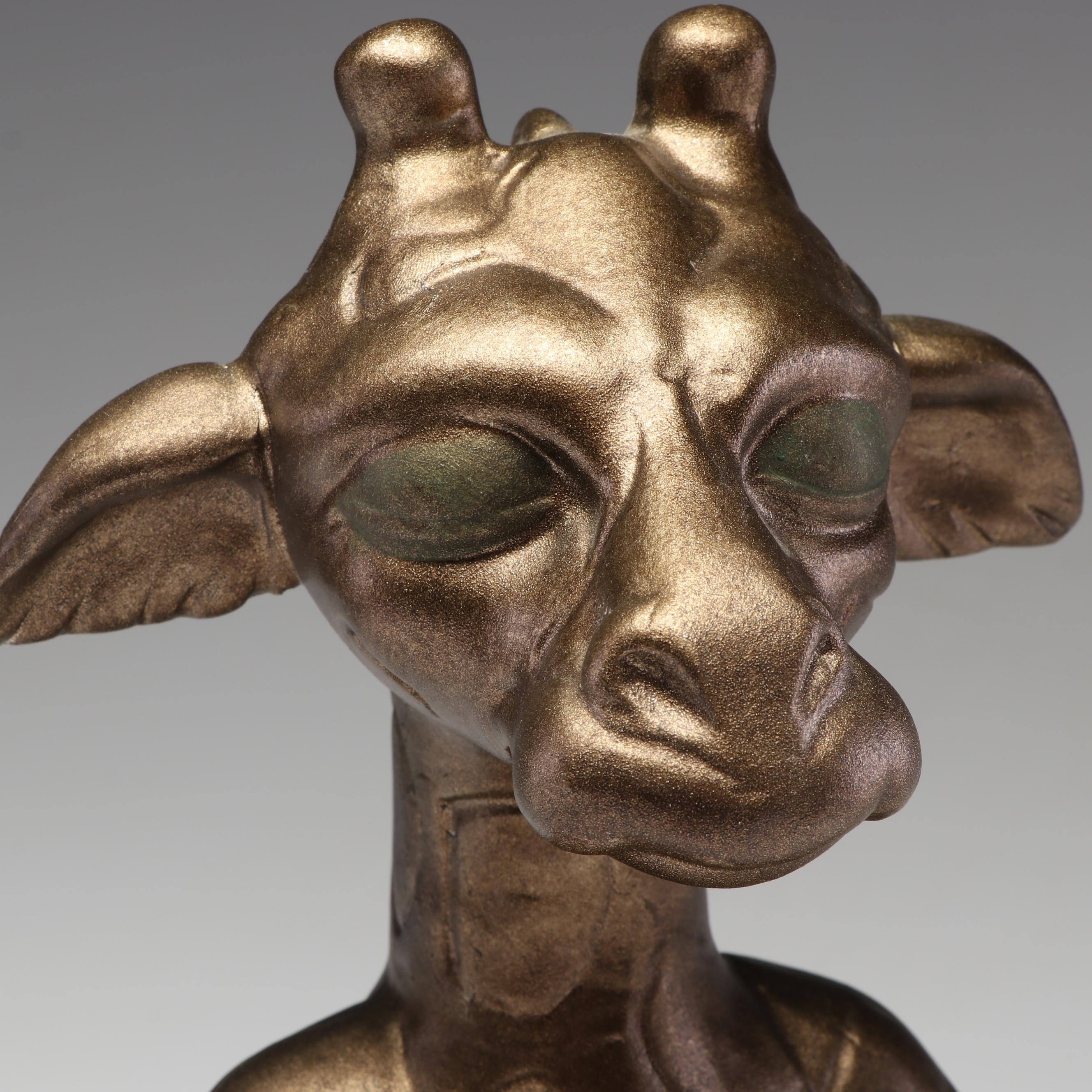 Mid Century Gold Ceramic Meditating Giraffe Sculpture, 1970s