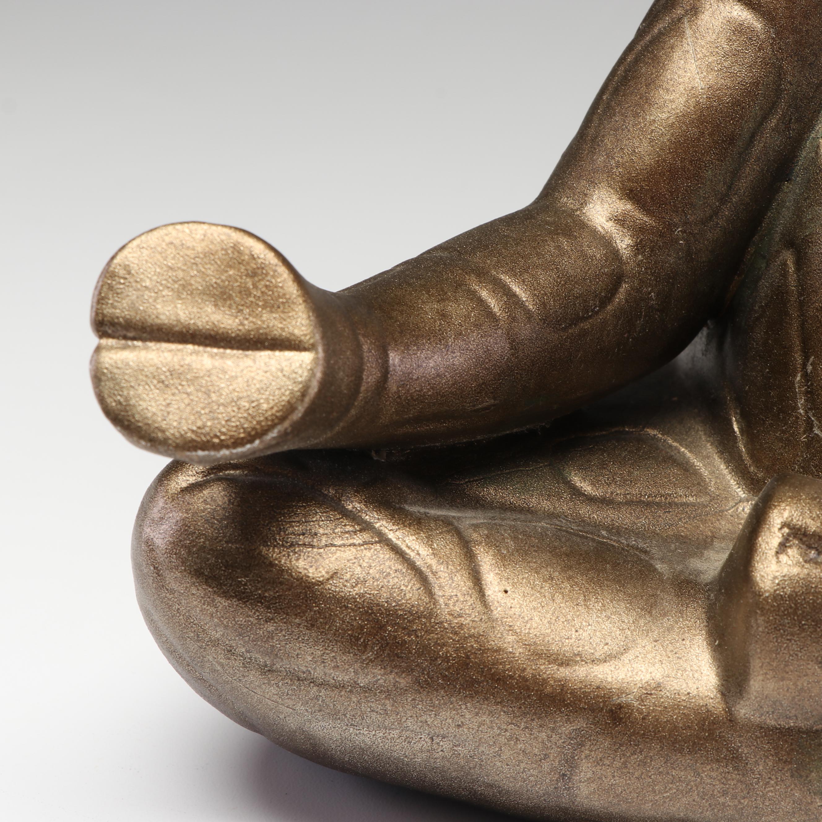 Mid Century Gold Ceramic Meditating Giraffe Sculpture, 1970s