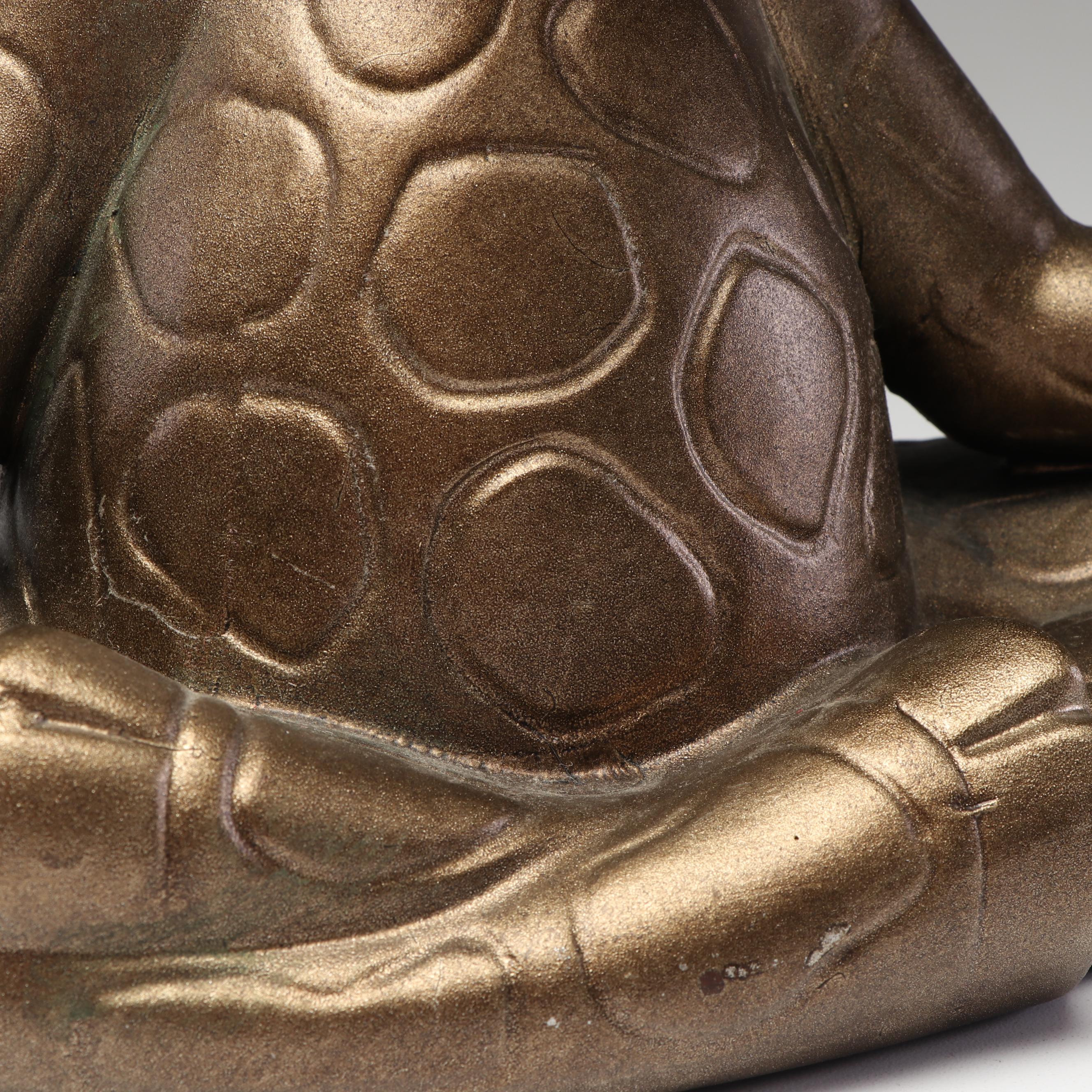 Mid Century Gold Ceramic Meditating Giraffe Sculpture, 1970s