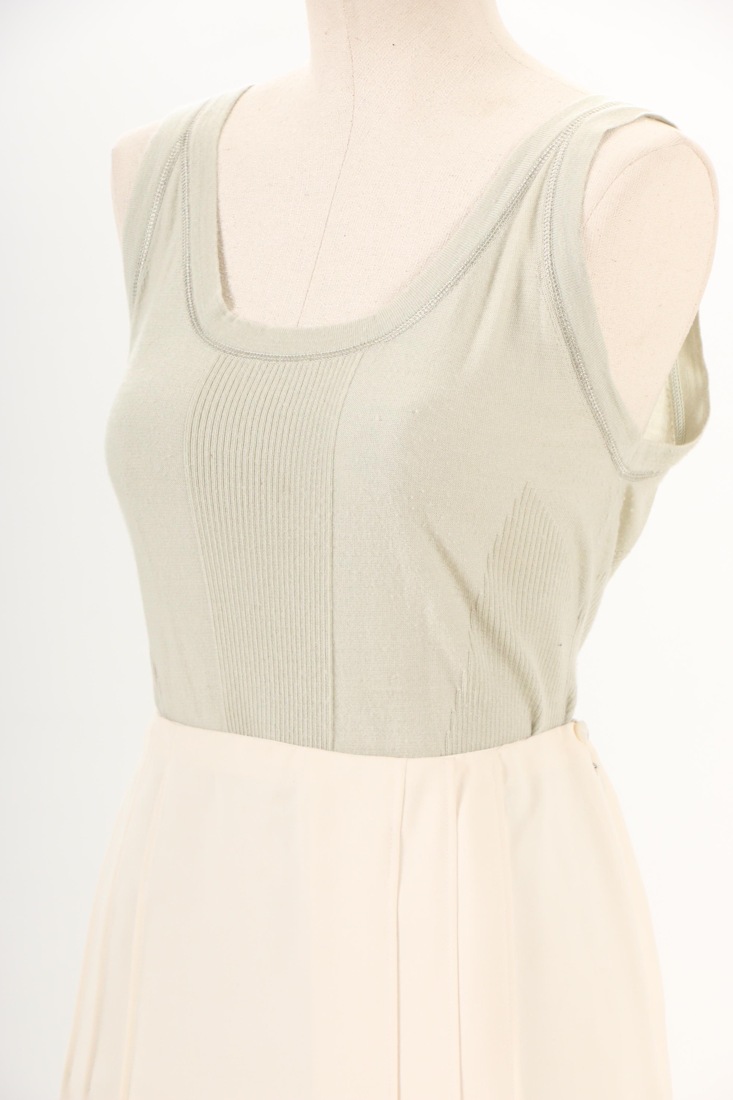 Chanel Spring/Summer 2003 Tweed Jacket with Knit Tank and Pleated Skirt