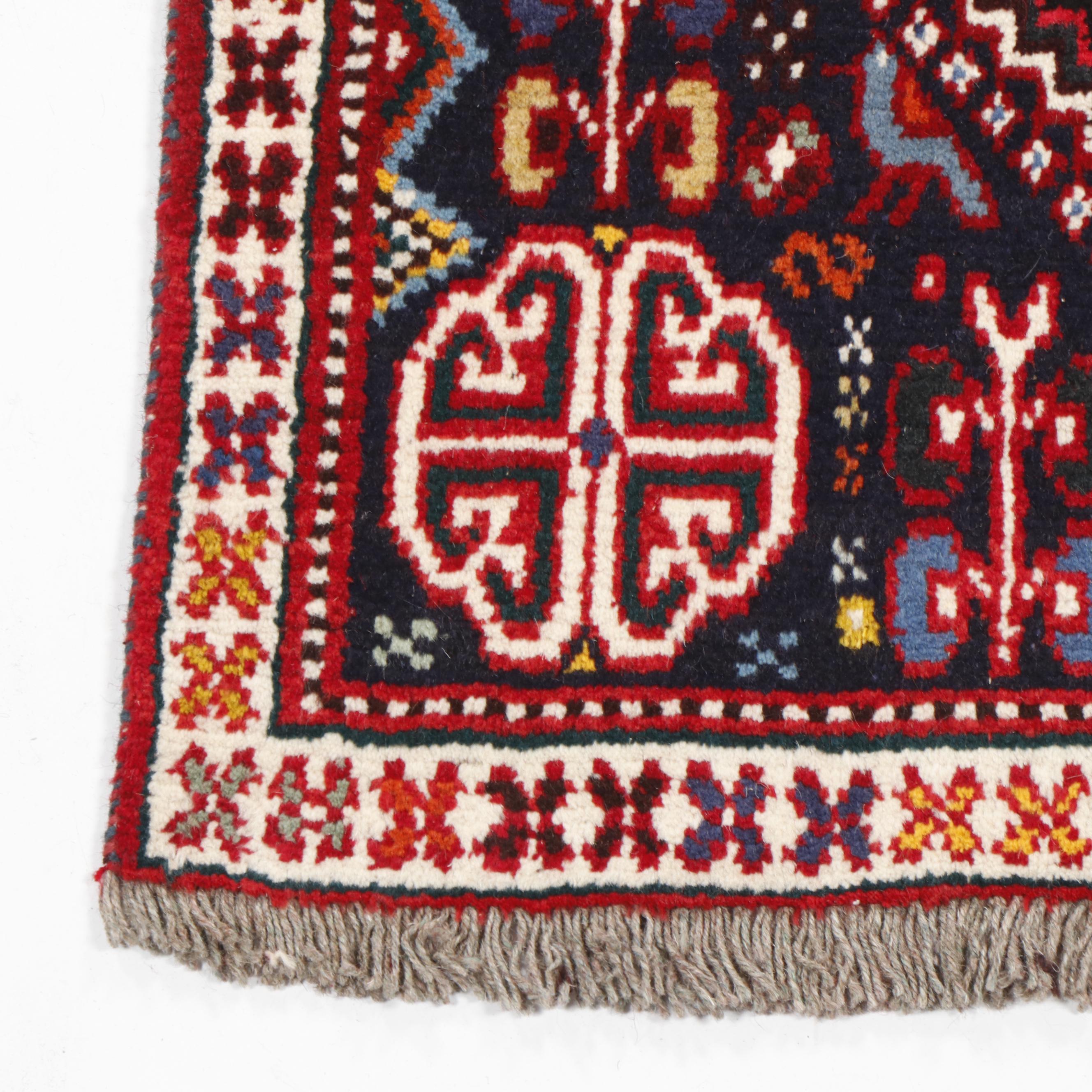 Hand-Knotted Persian Qashqai Wool Rug