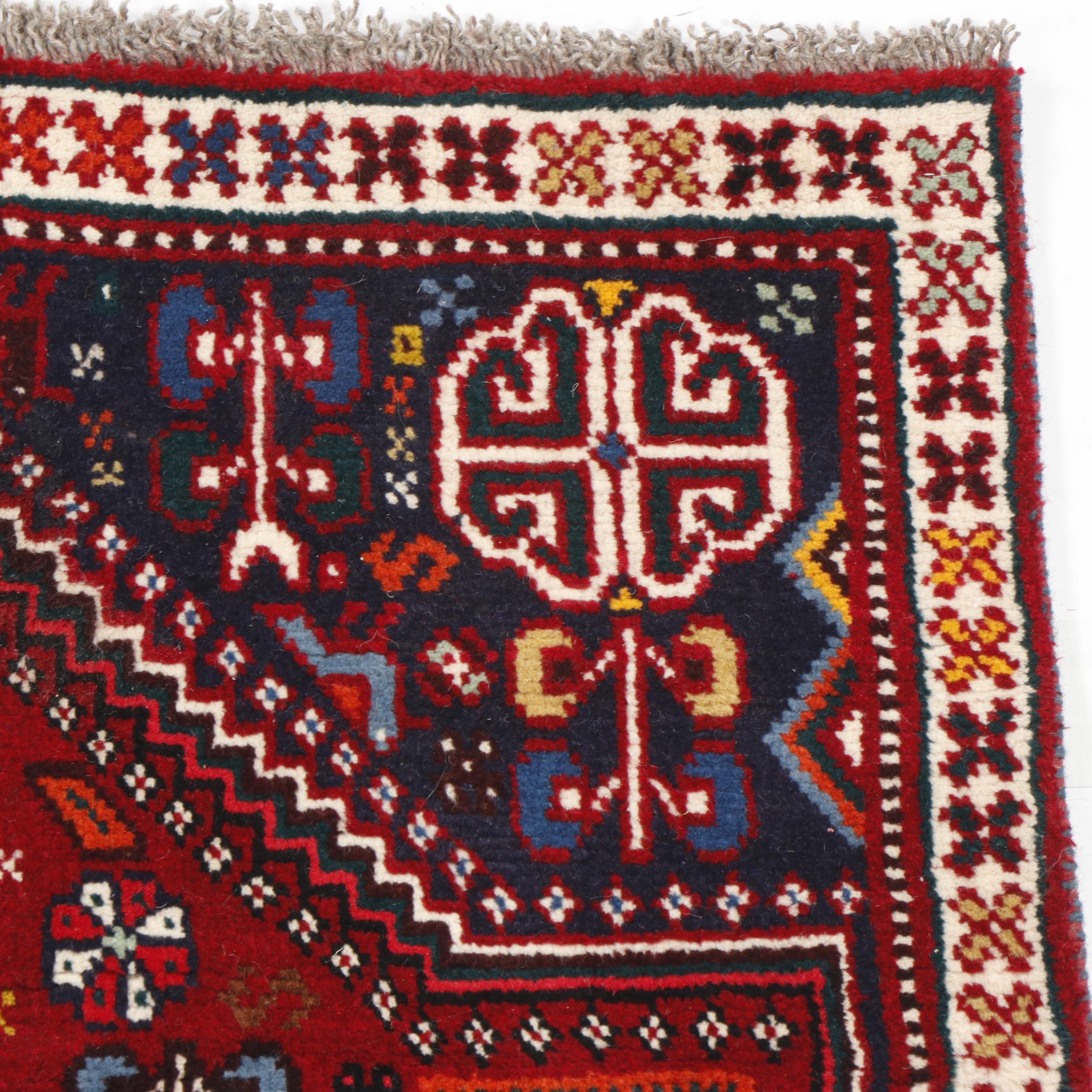 Hand-Knotted Persian Qashqai Wool Rug