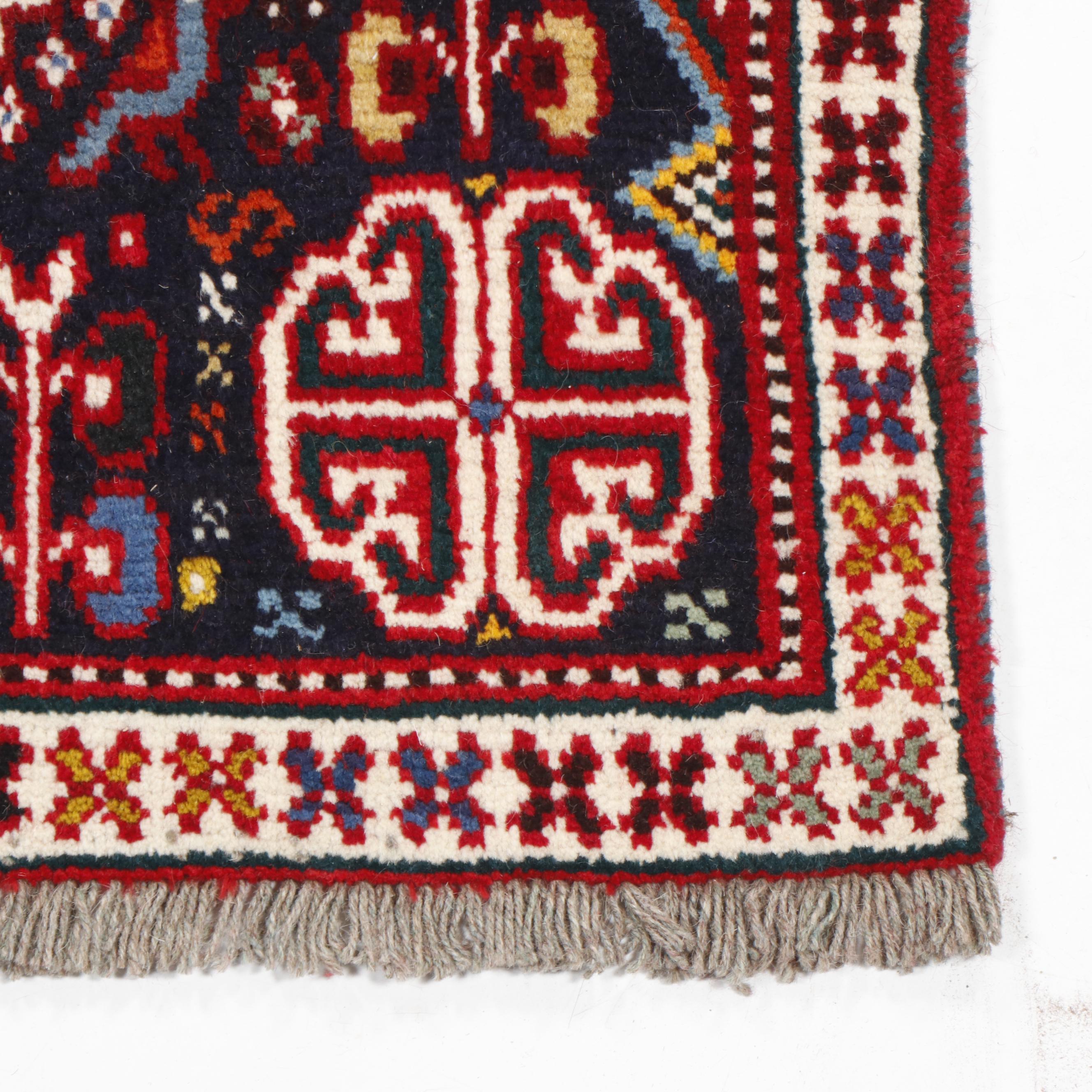 Hand-Knotted Persian Qashqai Wool Rug
