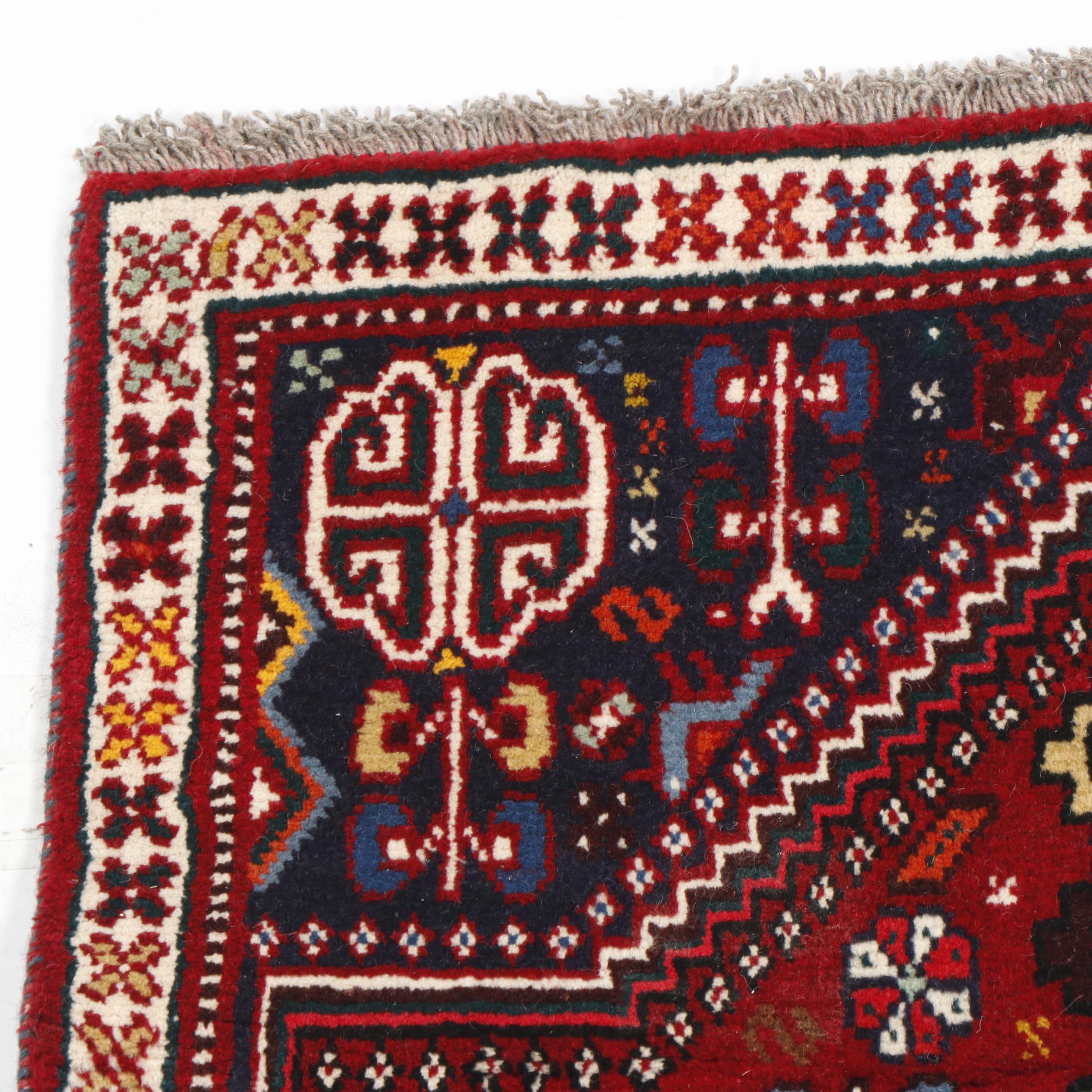 Hand-Knotted Persian Qashqai Wool Rug