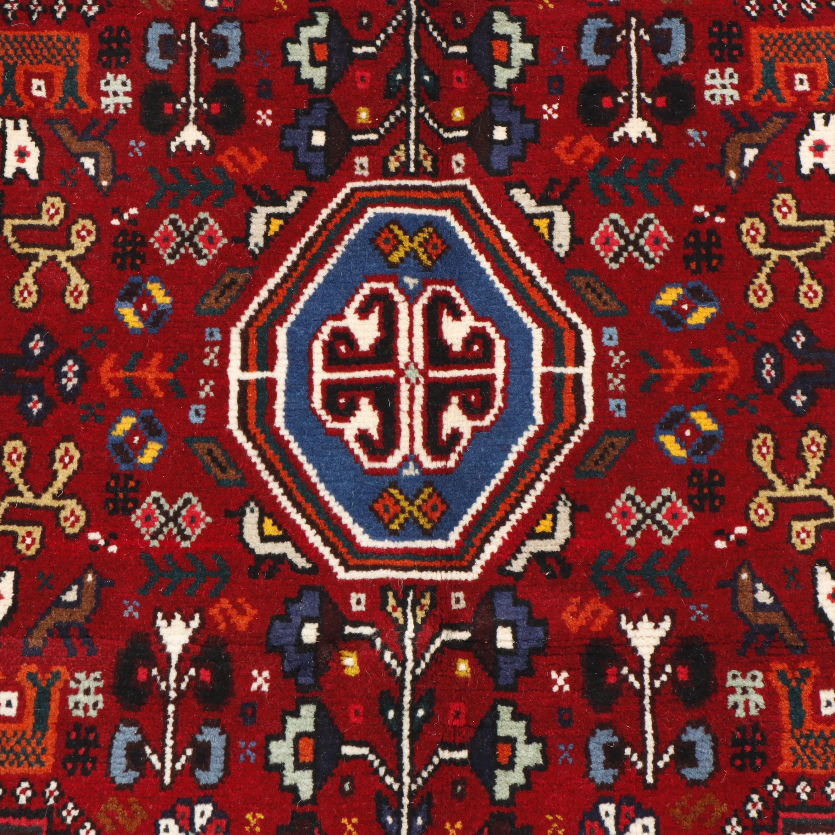 Hand-Knotted Persian Qashqai Wool Rug