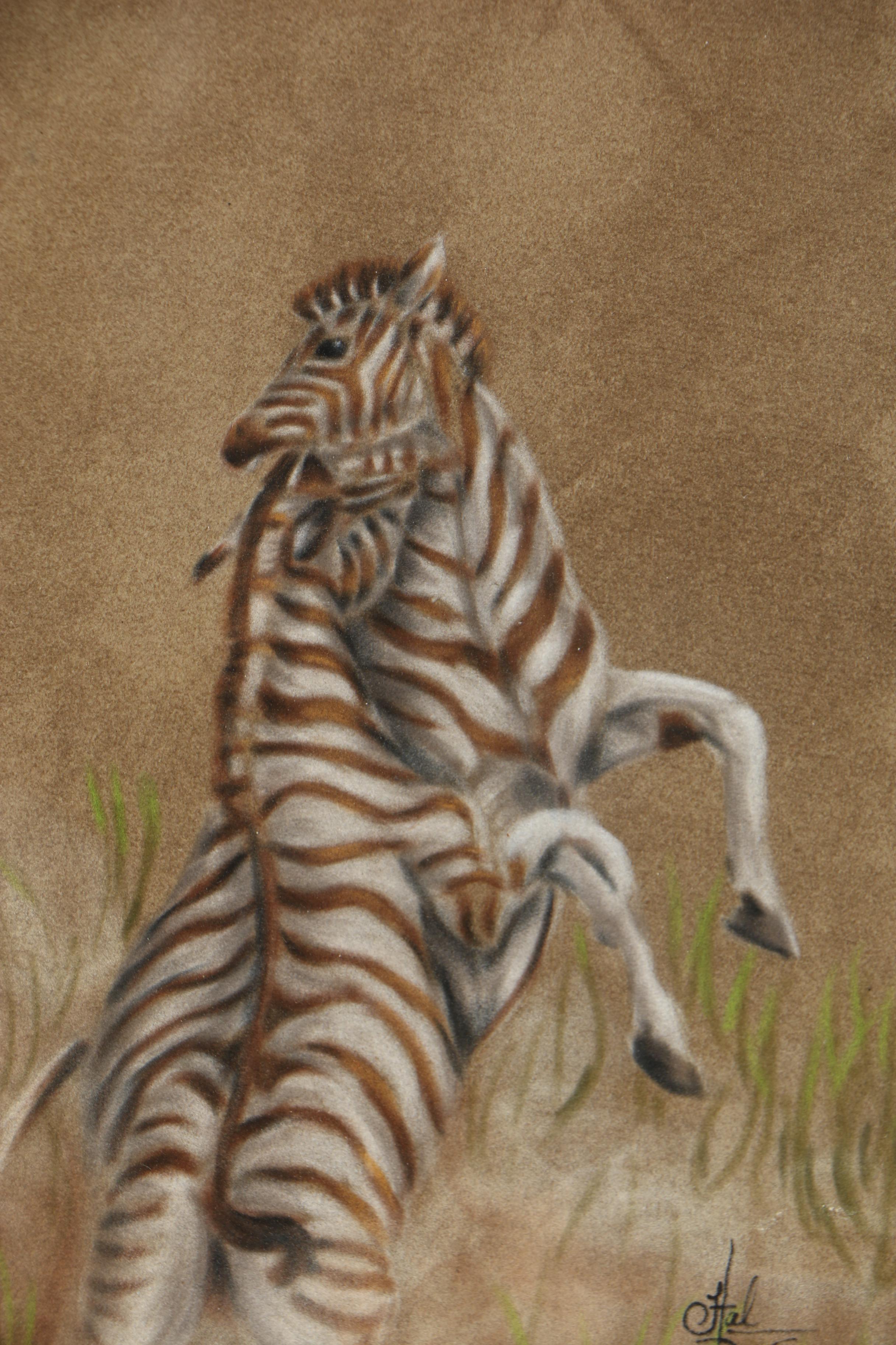 Hal Murray Acrylic Painting of Zebras