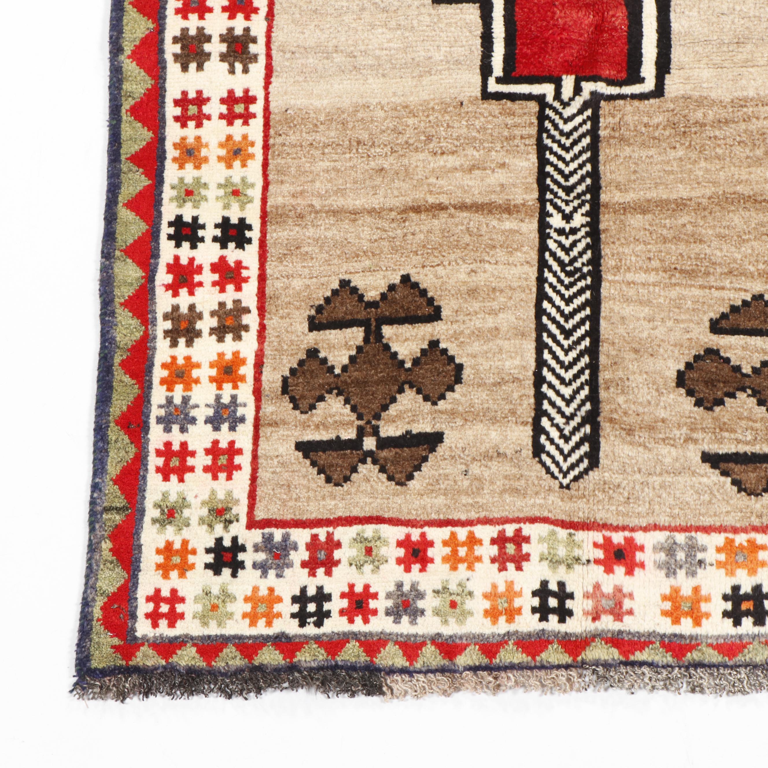 Hand-Knotted Persian Gabbeh Wool Rug